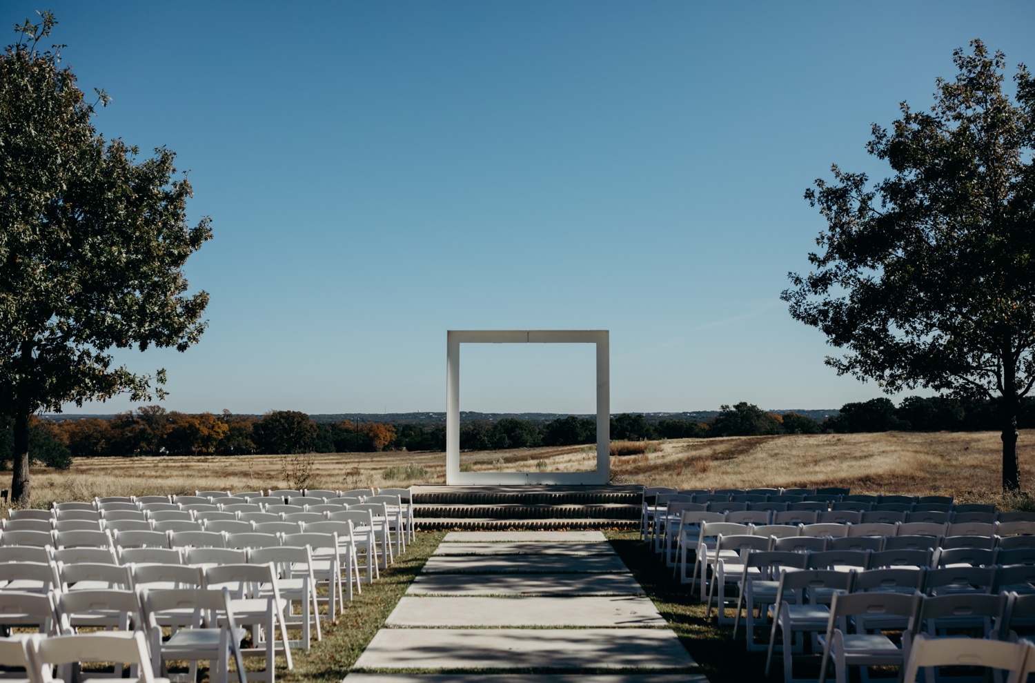 An outdoor ceremony overlooking the Texas Hill Country