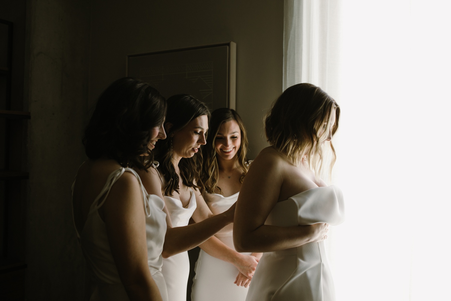 Bride getting ready at South Congress Hotel