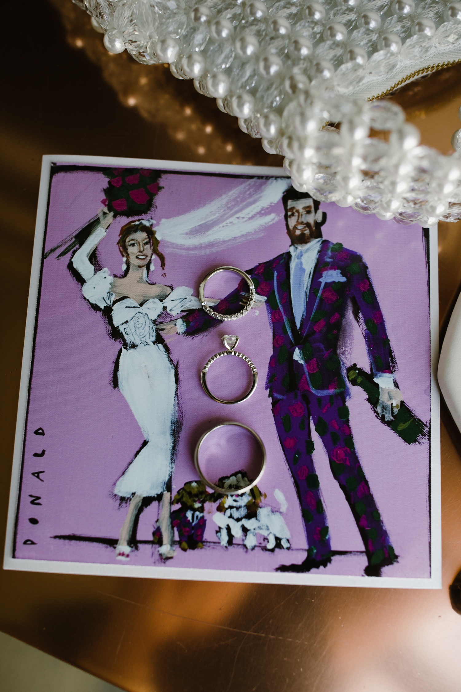 Wedding invitations with custom vintage-inspired art