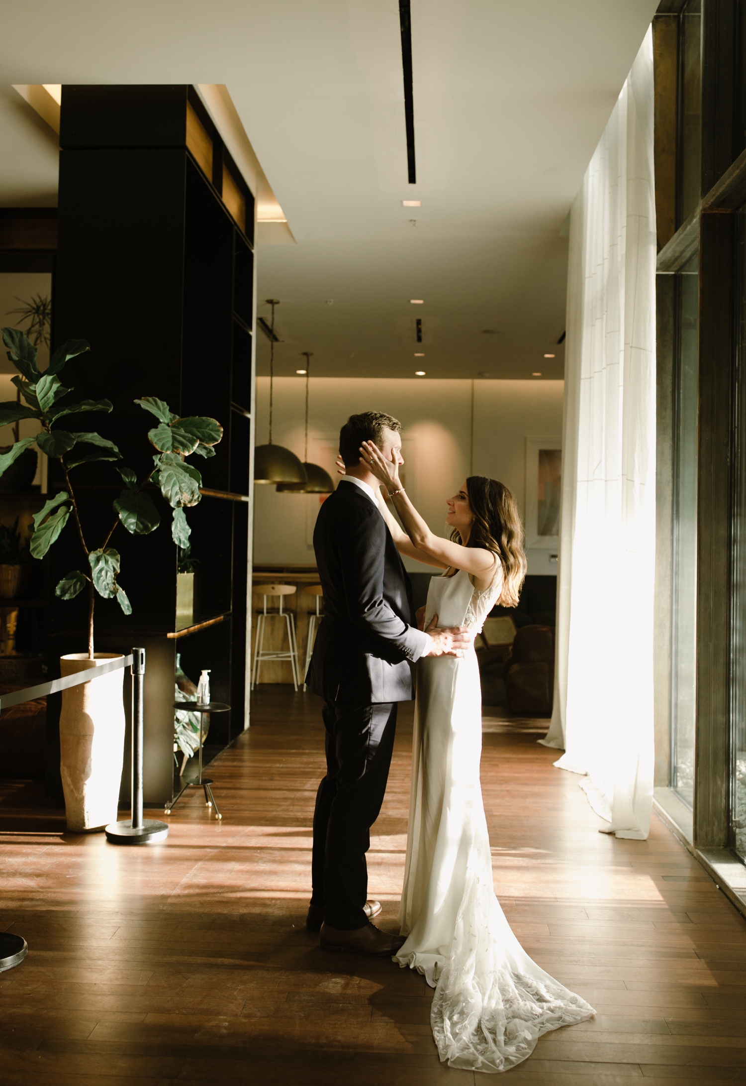 Bride and groom portraits at South Congress Hotel
