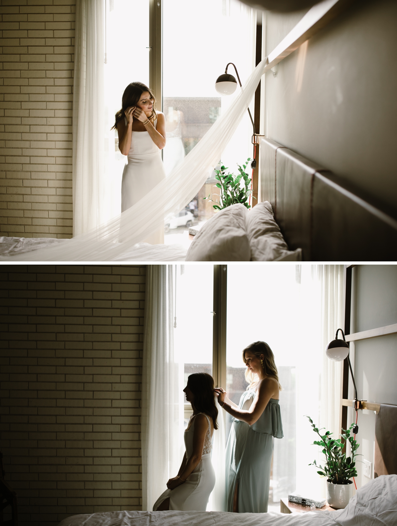 Bride getting ready at South Congress Hotel