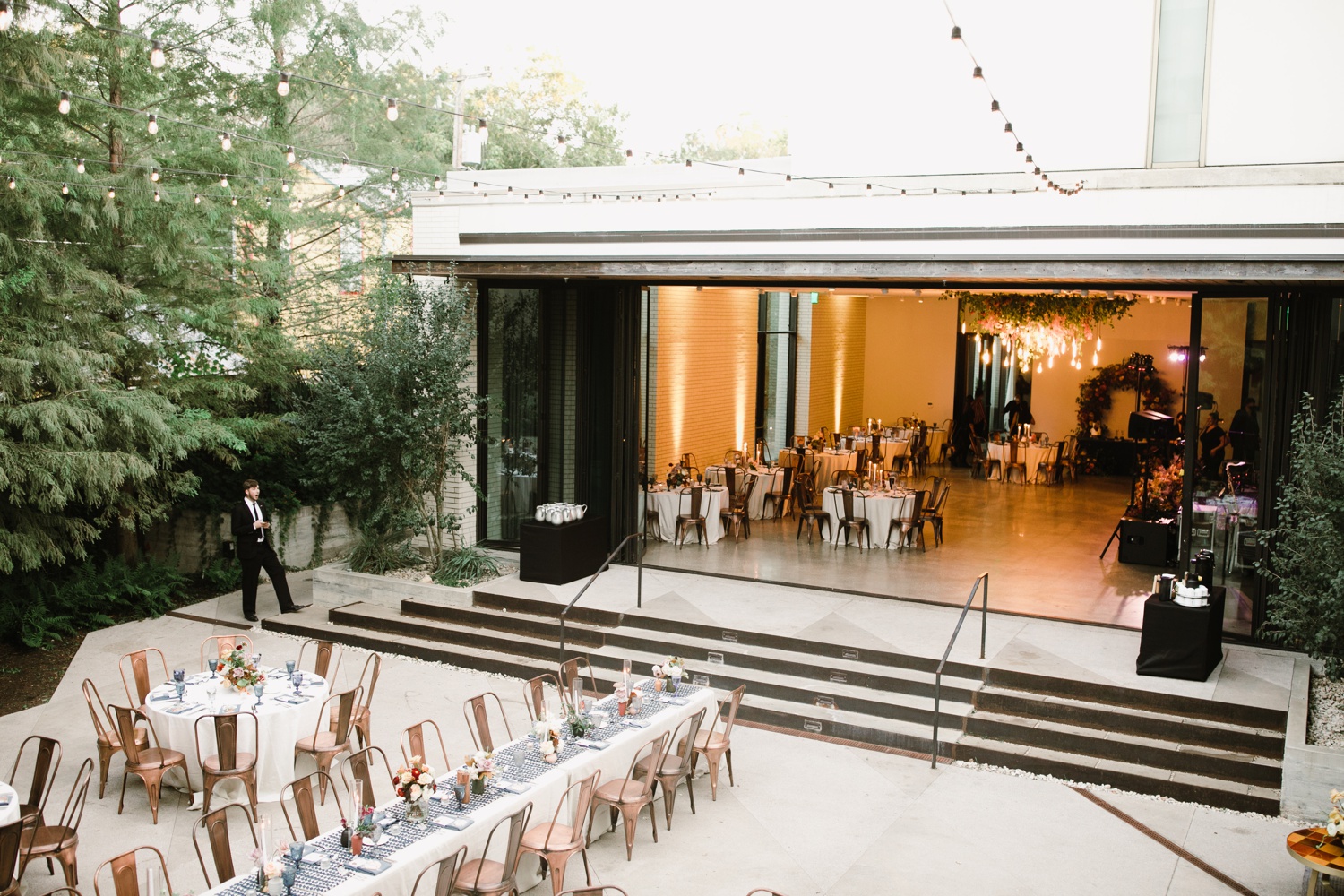 Indoor-outdoor reception for a fall wedding in Austin