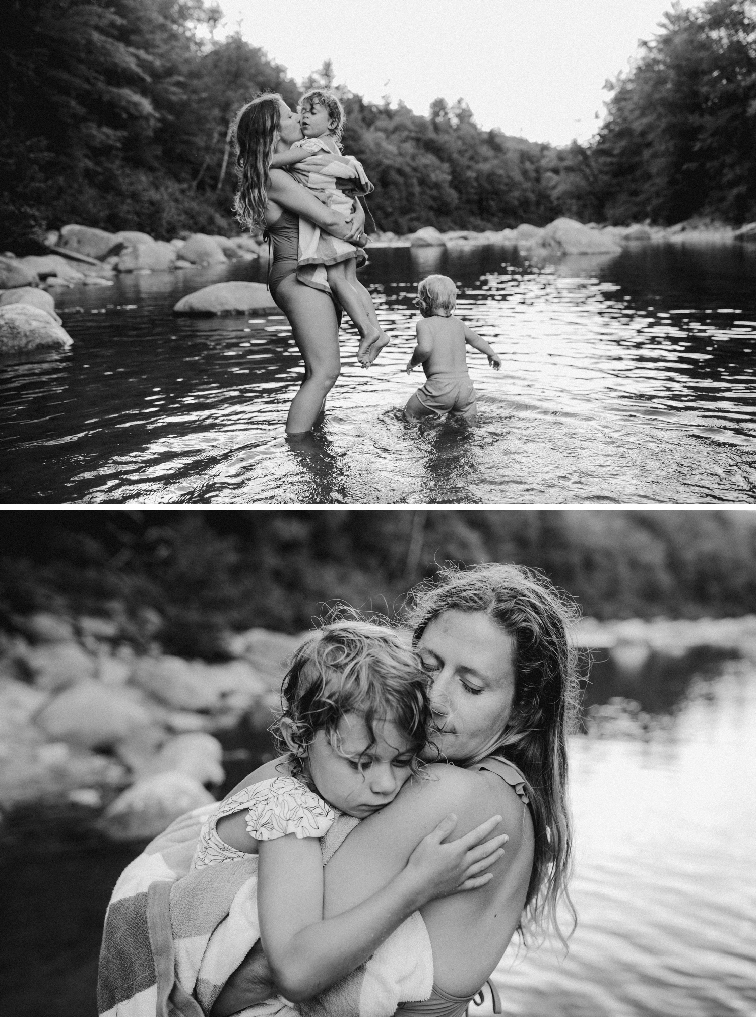 Family portraits in a river in Maine