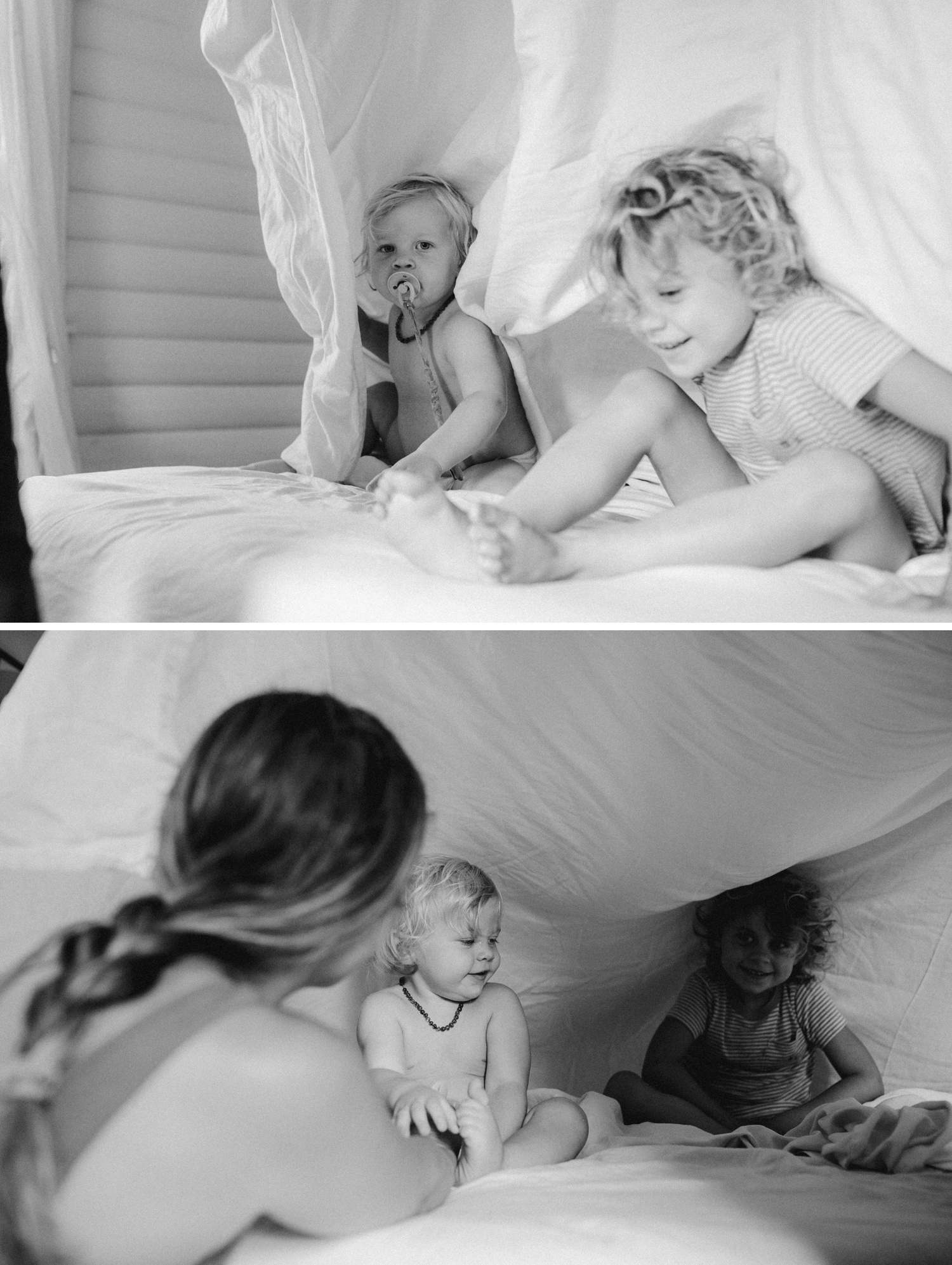 Black and white portraits from a Maine in-home family session