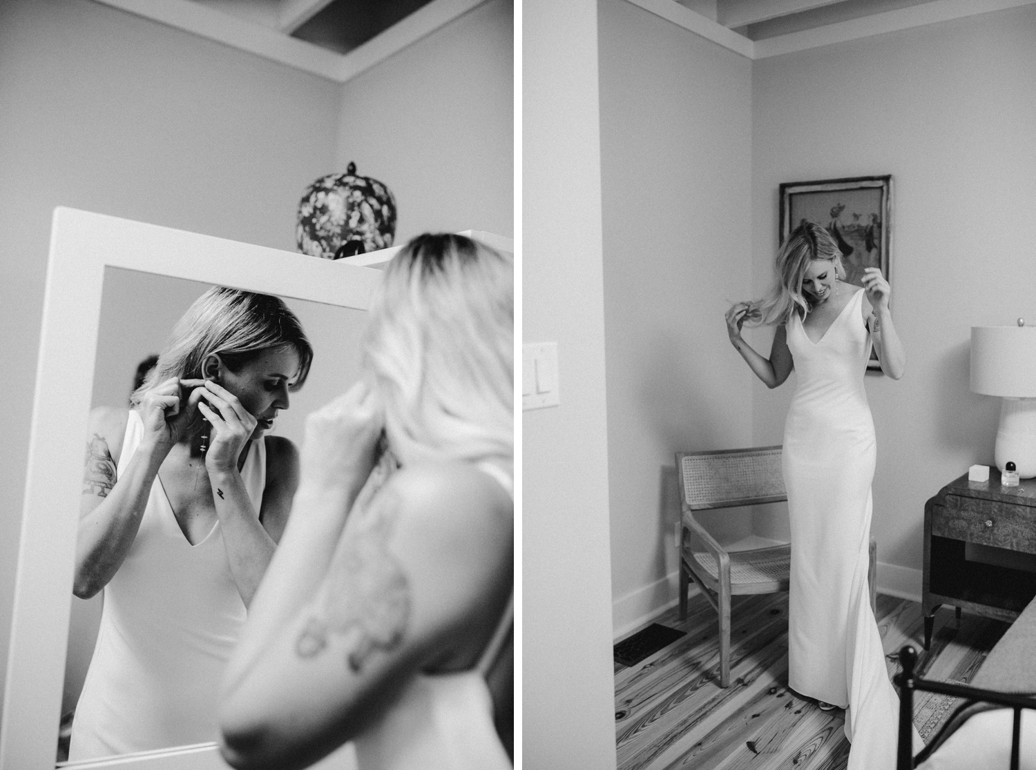 Bride getting ready for her ranch wedding