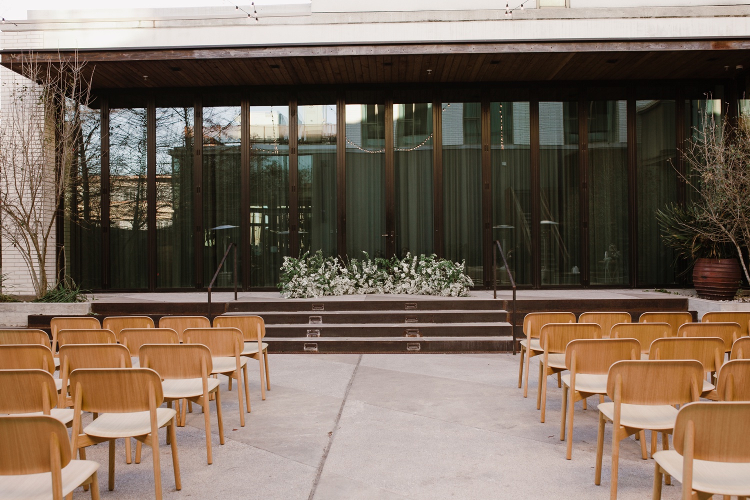 Wedding ceremony in the courtyard at South Congress Hotel