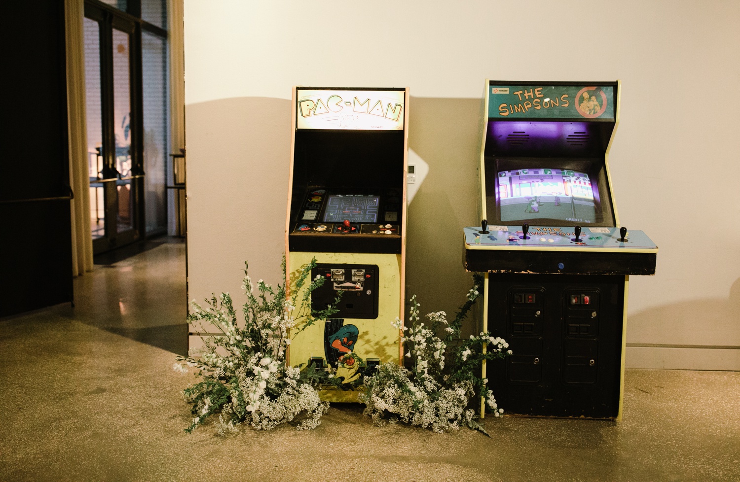 Vintage arcade games for a wedding reception