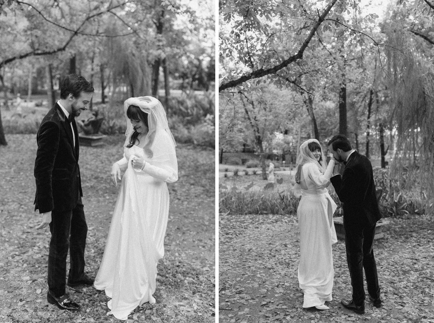 Black and white film bridal portraits