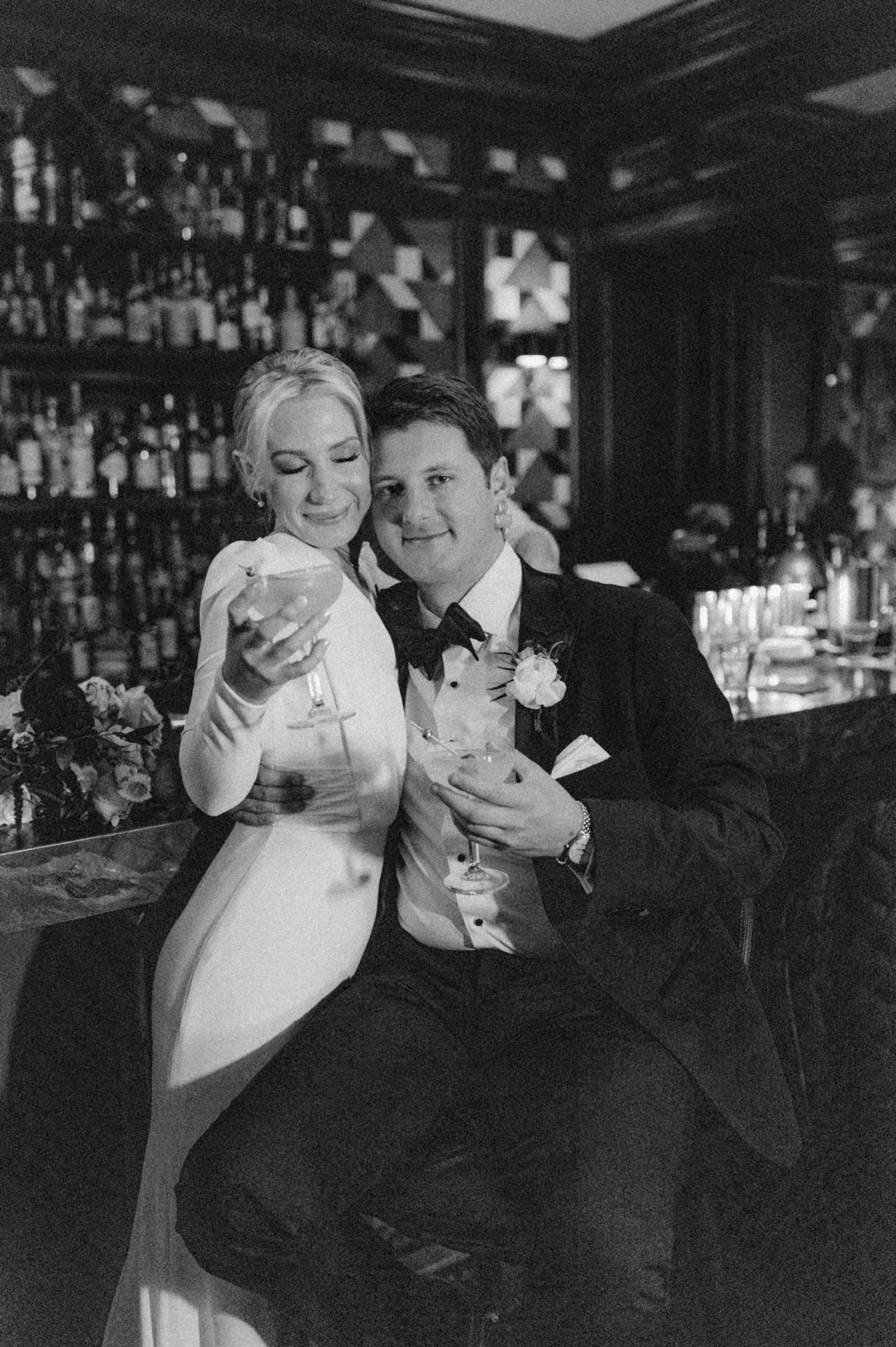 Bridal portraits in the bar at La Colombe d'Or
