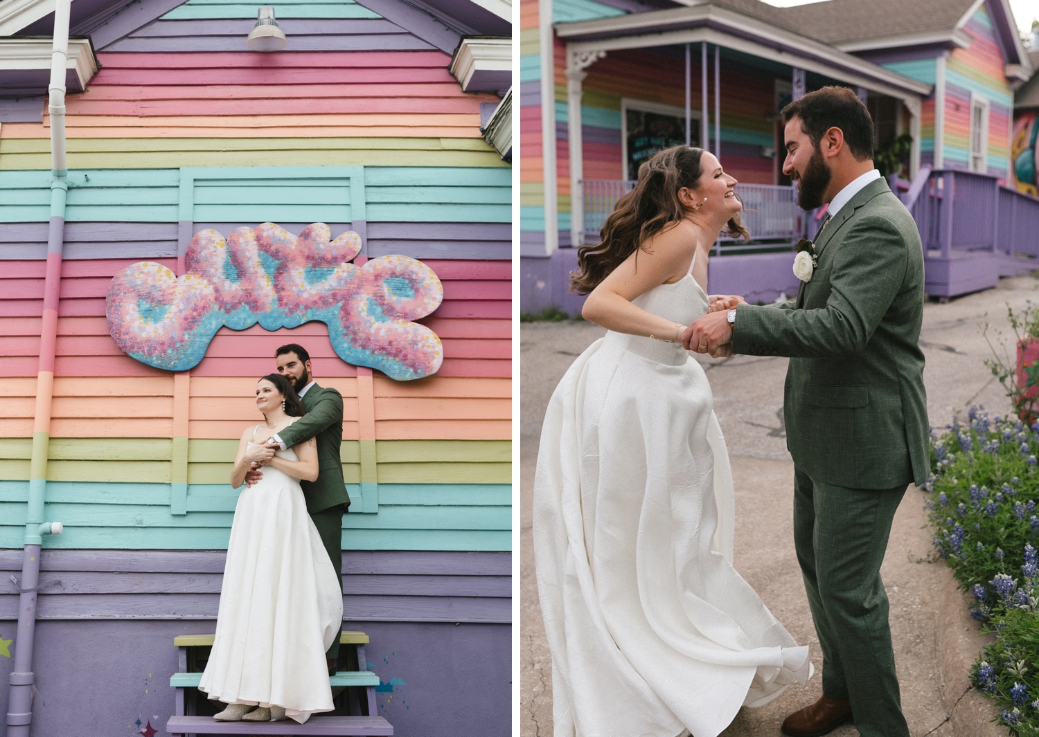 Bridal portraits at Rainbow House in Austin, TX