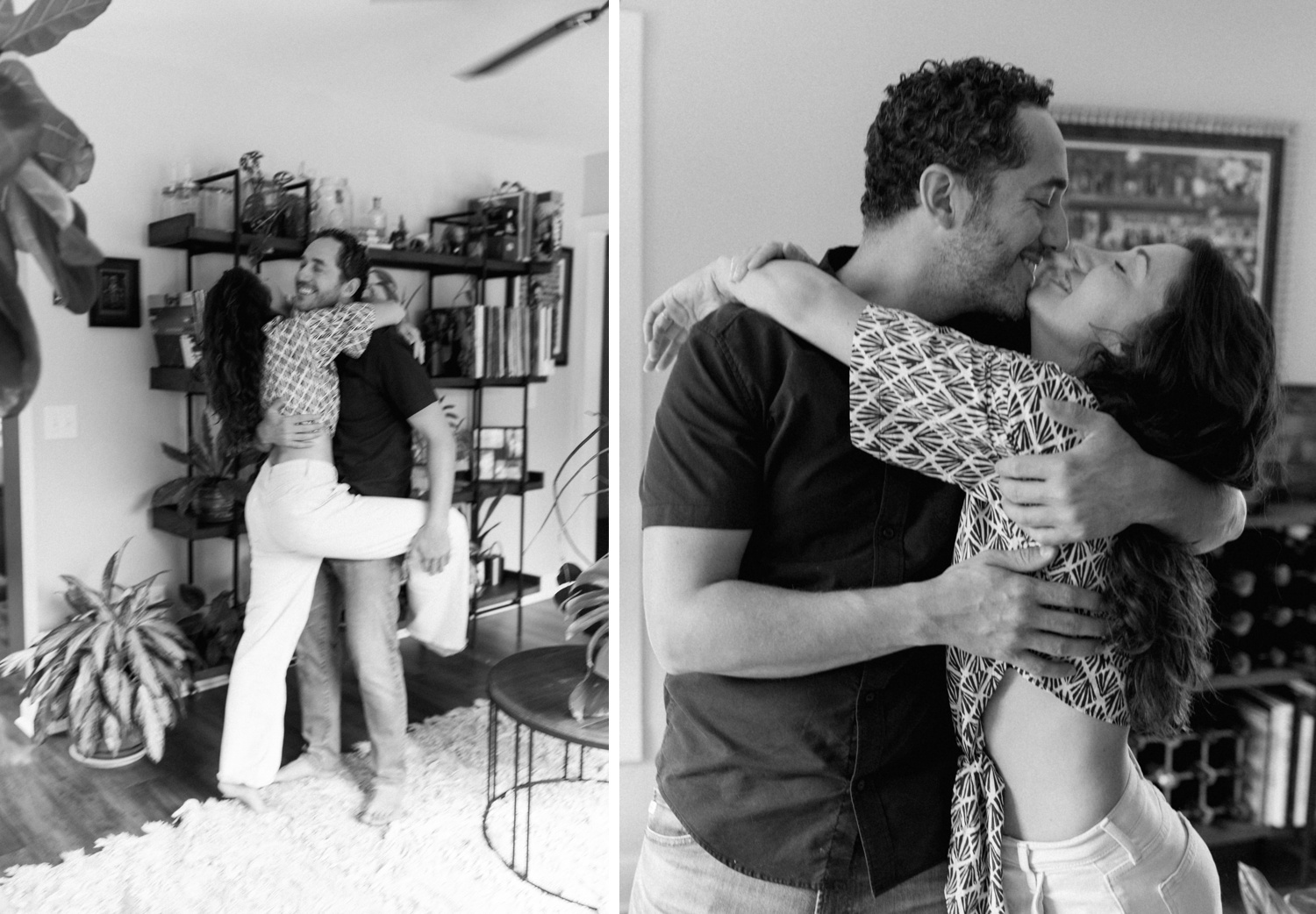 At-home engagement session in Austin