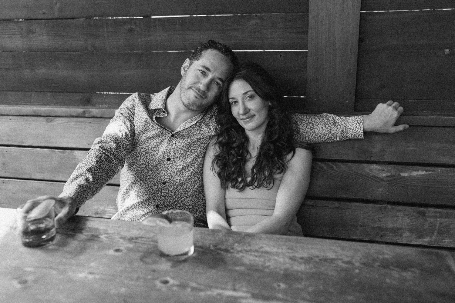 Black and white engagement photography