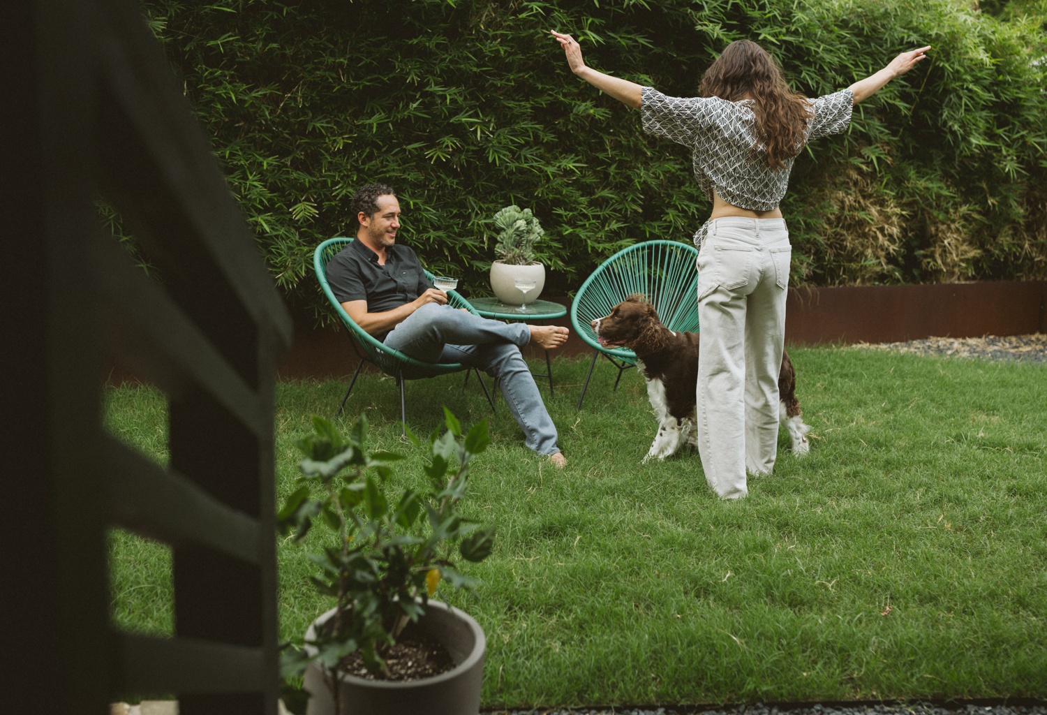 At-home engagement session in Austin