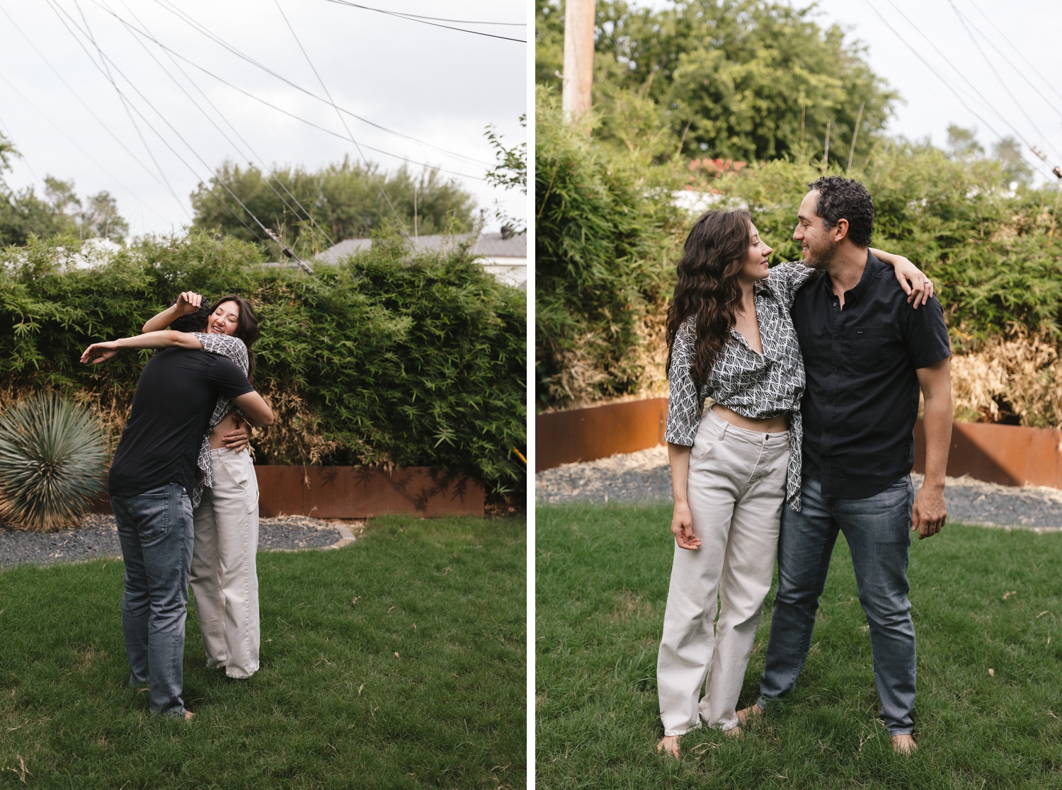 At-home engagement session in Austin