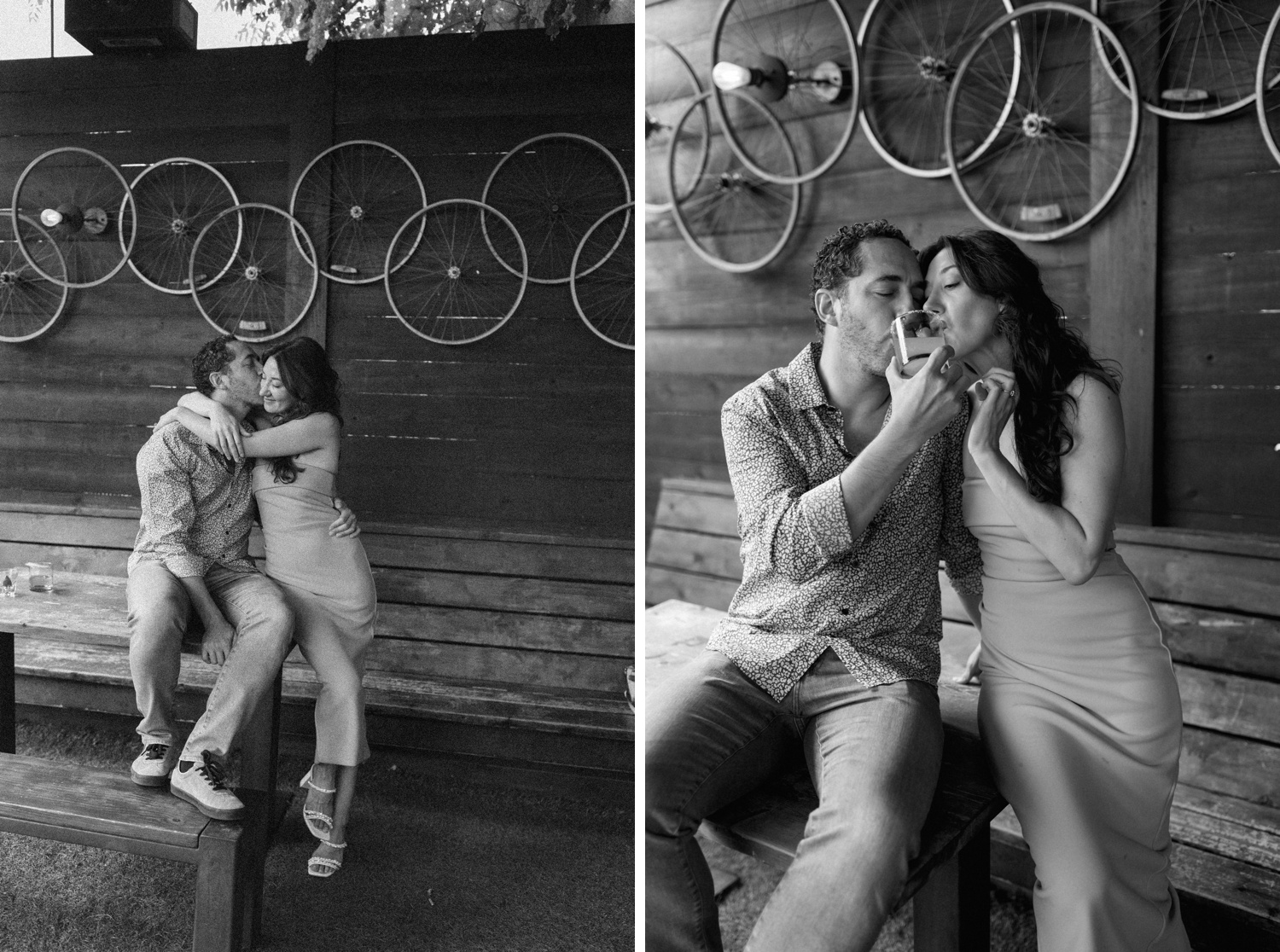 Black and white engagement photography