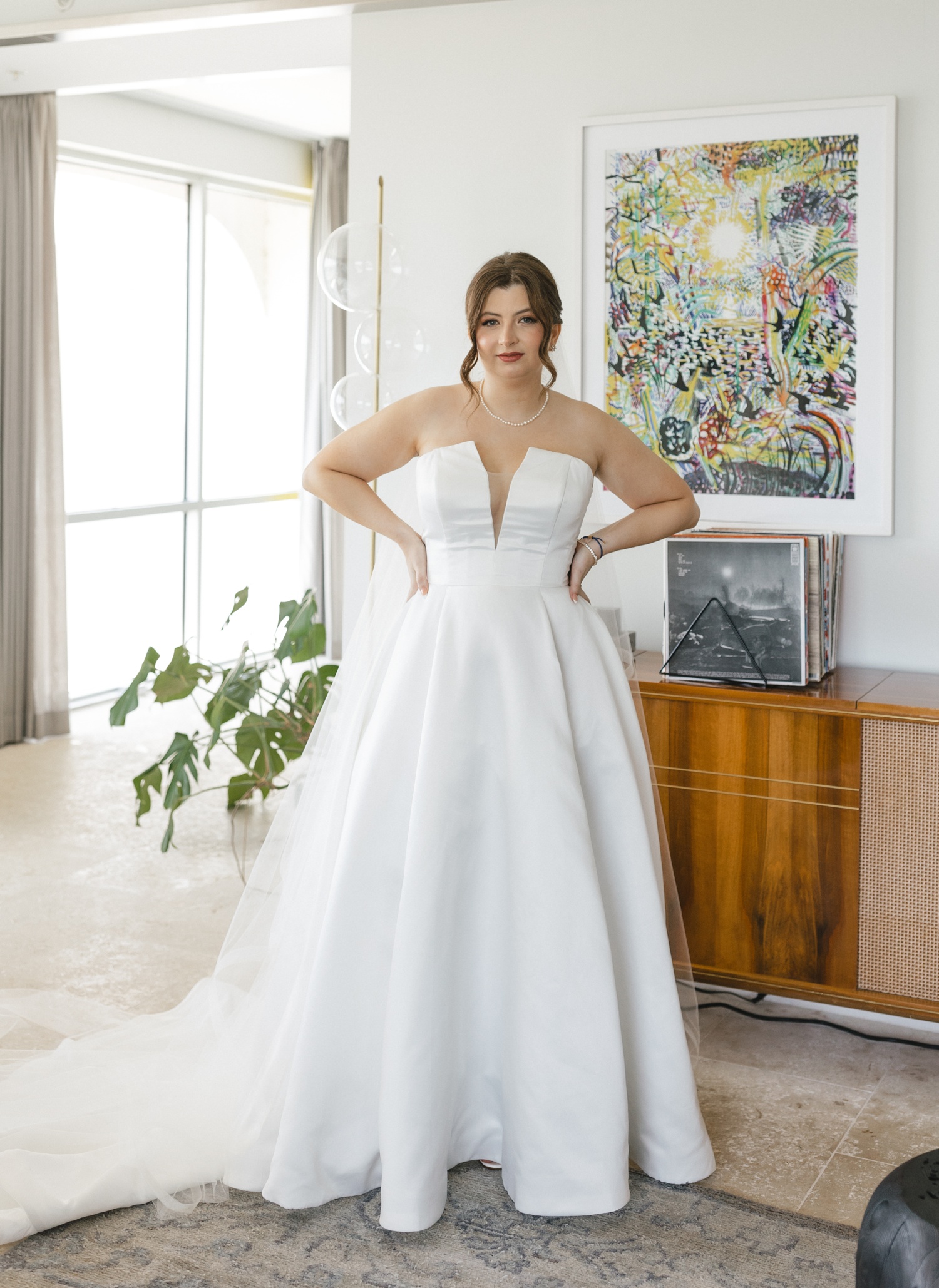 Bride getting ready for her wedding at the LINE Hotel