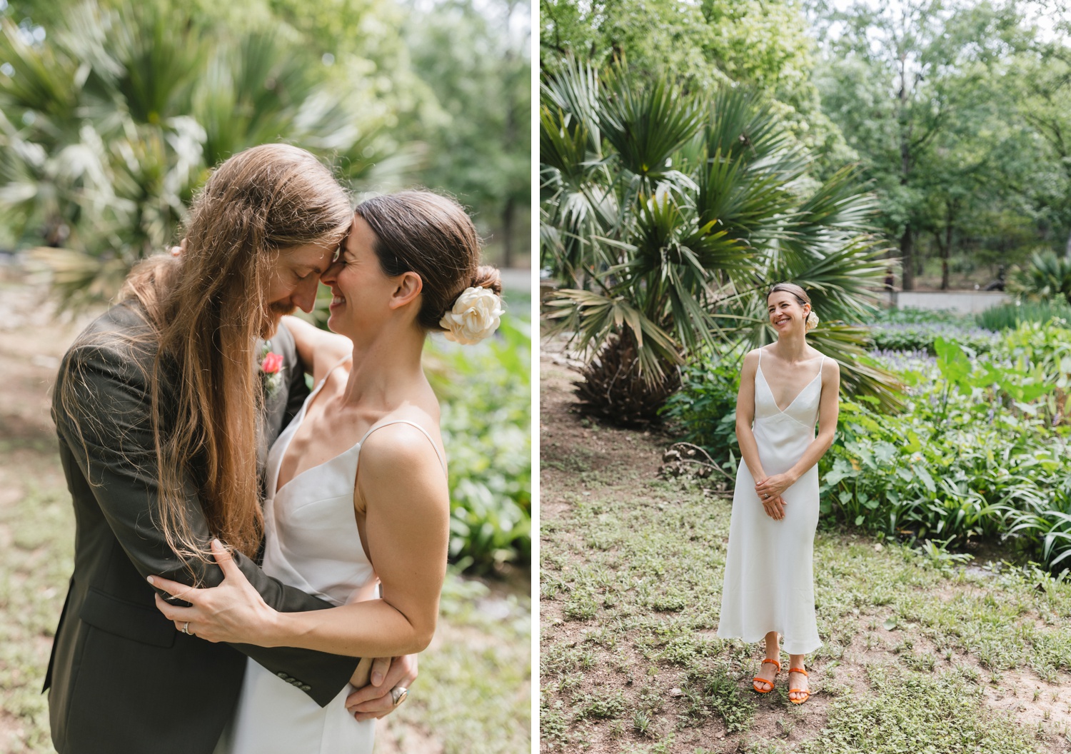 Bridal portraits at the UMLAUF Sculpture Garden