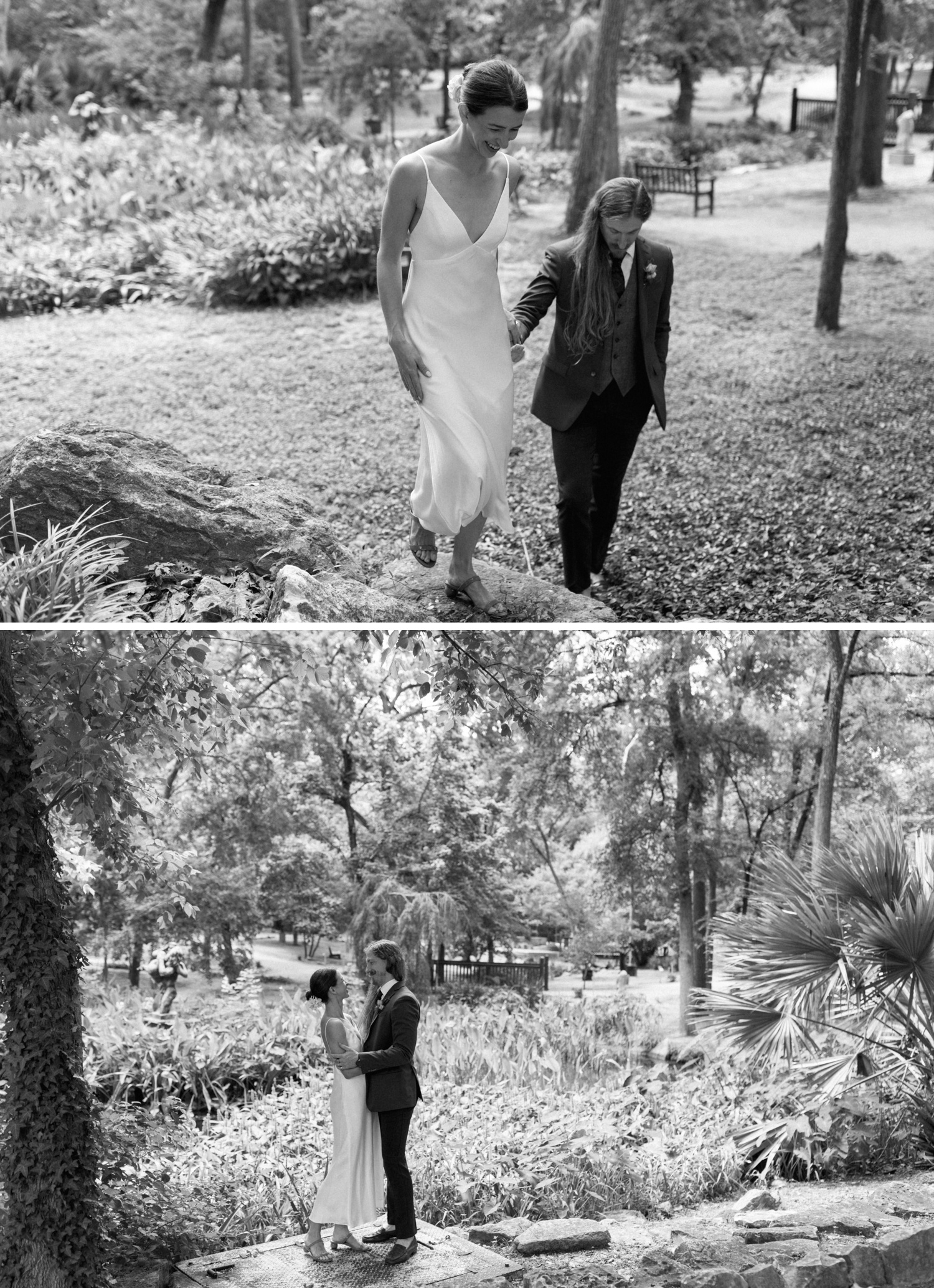 Bridal portraits at the UMLAUF Sculpture Garden