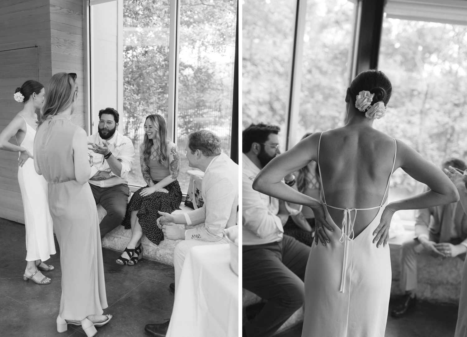 Intimate wedding reception at the UMLAUF Sculpture Garden + Museum