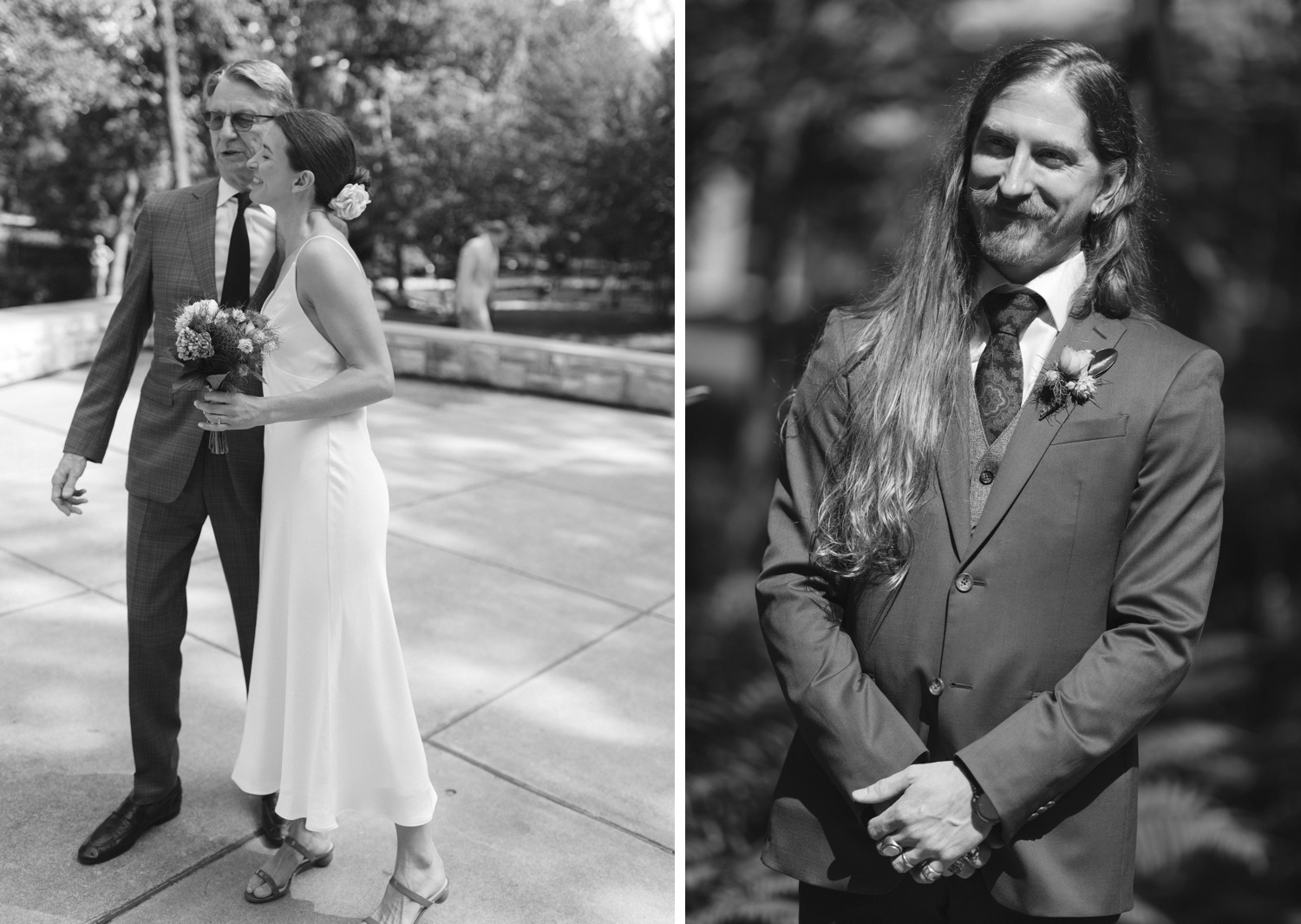 Outdoor wedding ceremony at the UMLAUF Sculpture Garden