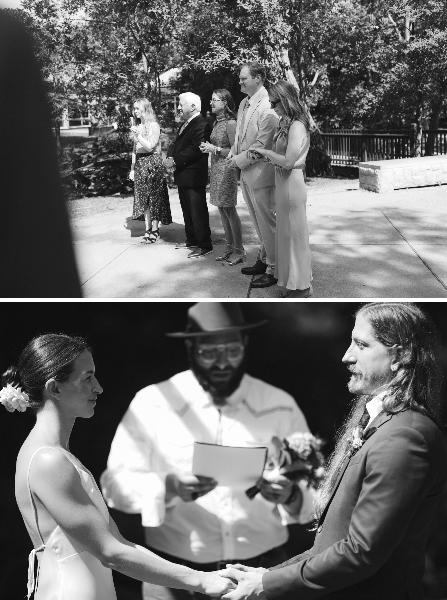 Outdoor wedding ceremony at the UMLAUF Sculpture Garden