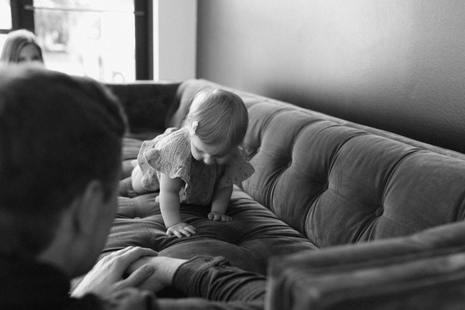 First birthday milestone session at a natural light studio