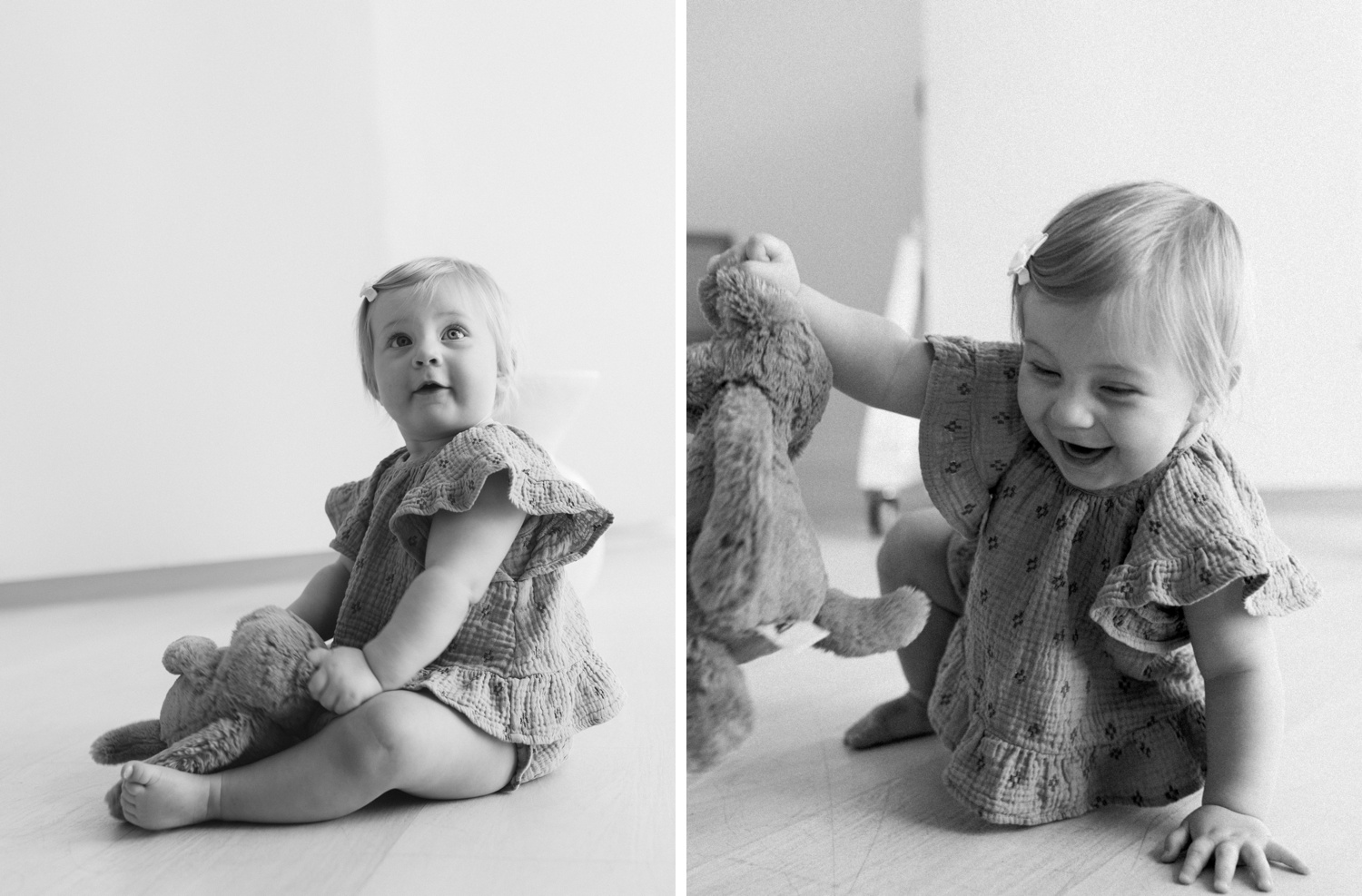 First birthday milestone session at a natural light studio