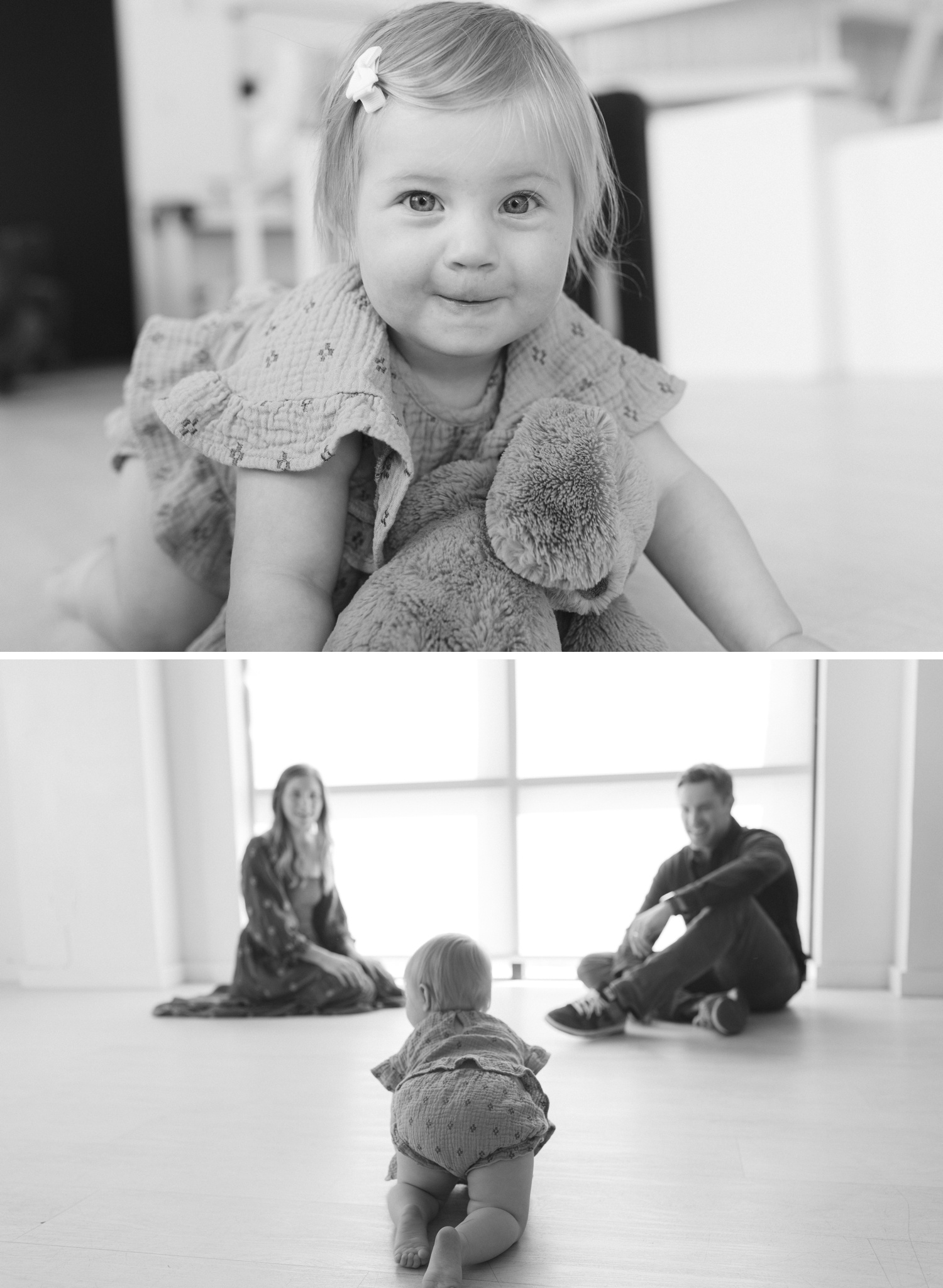 First birthday milestone session at a natural light studio