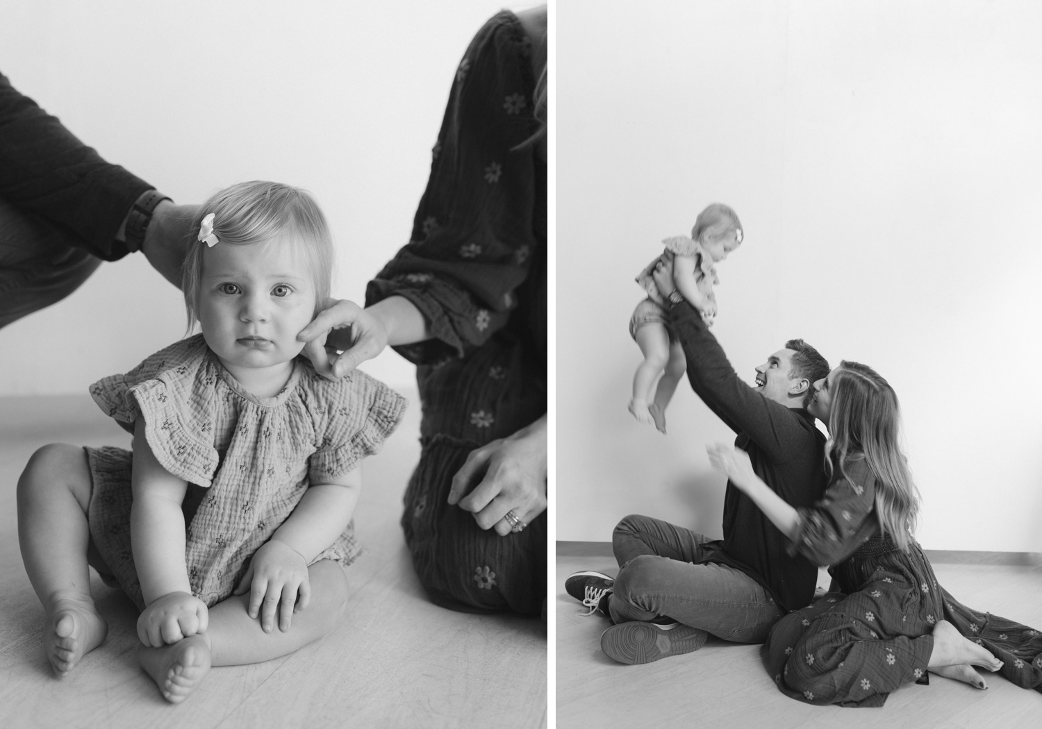 First birthday milestone session at a natural light studio