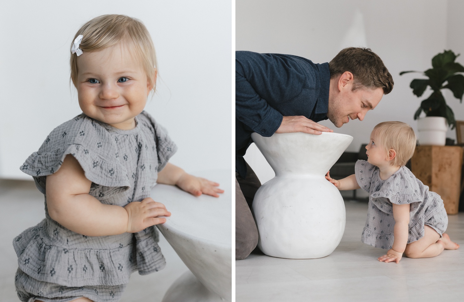 First birthday milestone session at a natural light studio