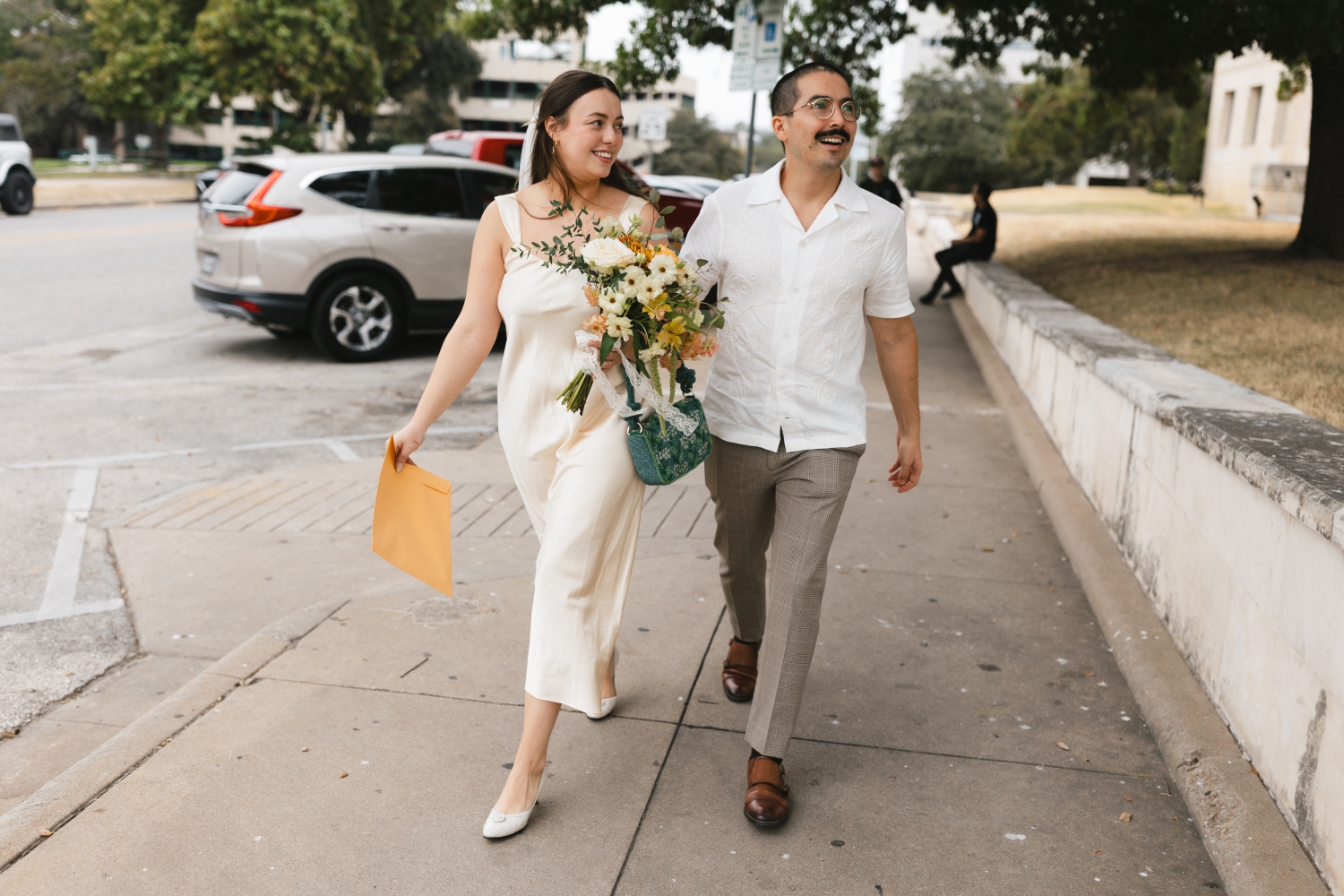 bride and groom portraits in Downtown Austin