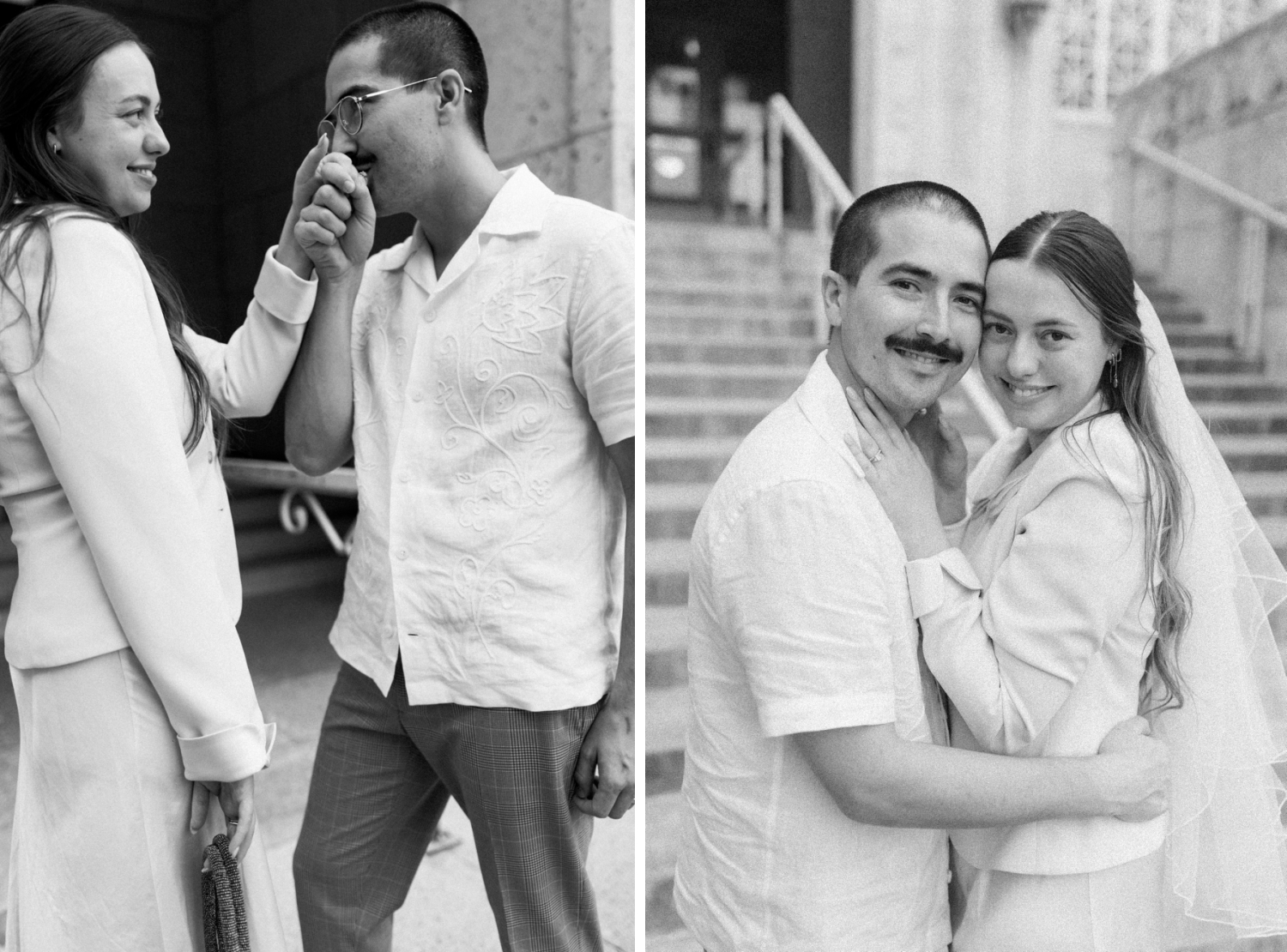 bride and groom after their courthouse elopement in Austin