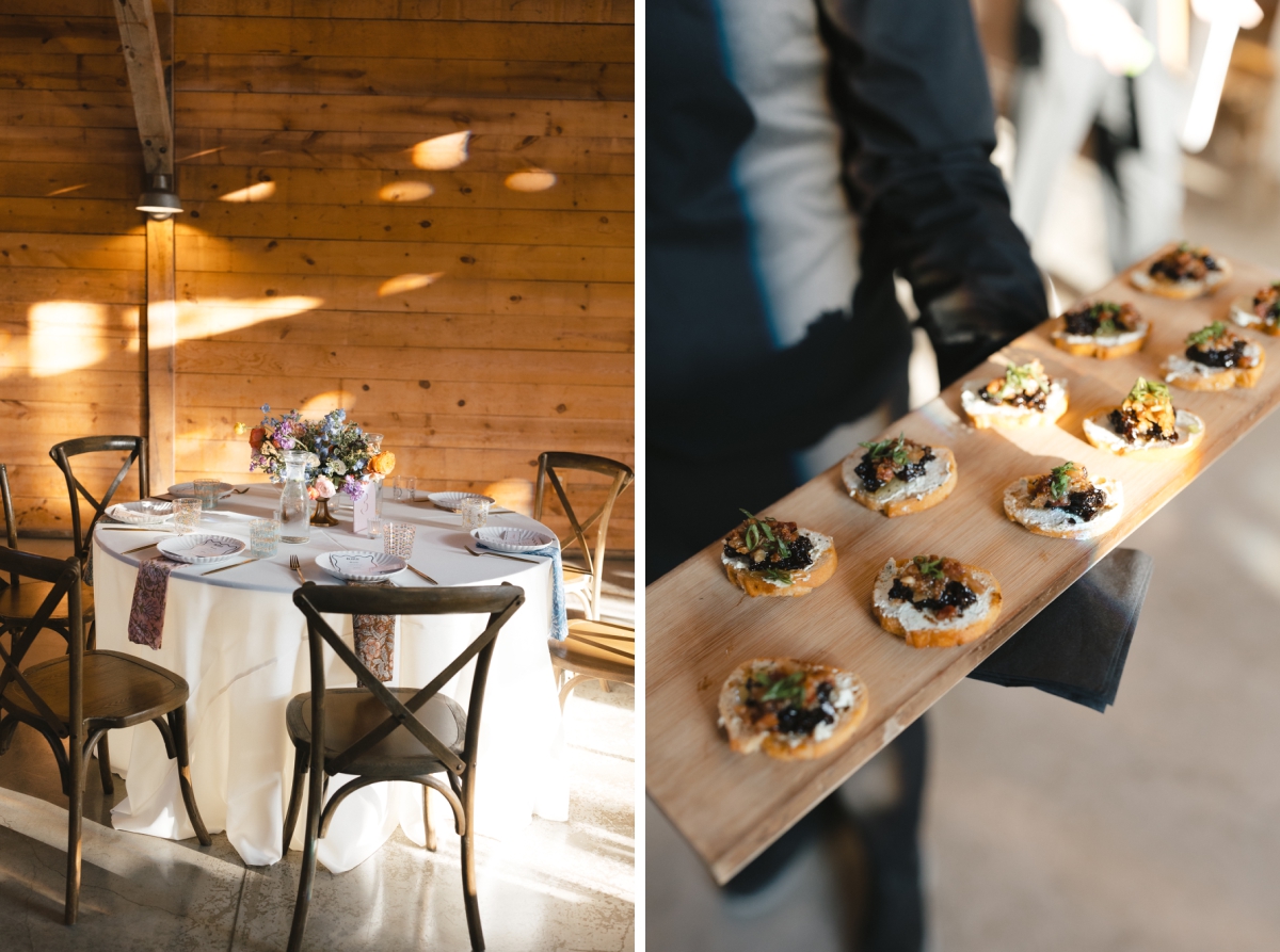 Hors d'oeuvres being served at a cocktail hour at The Addison Grove in the Texas Hill Country 