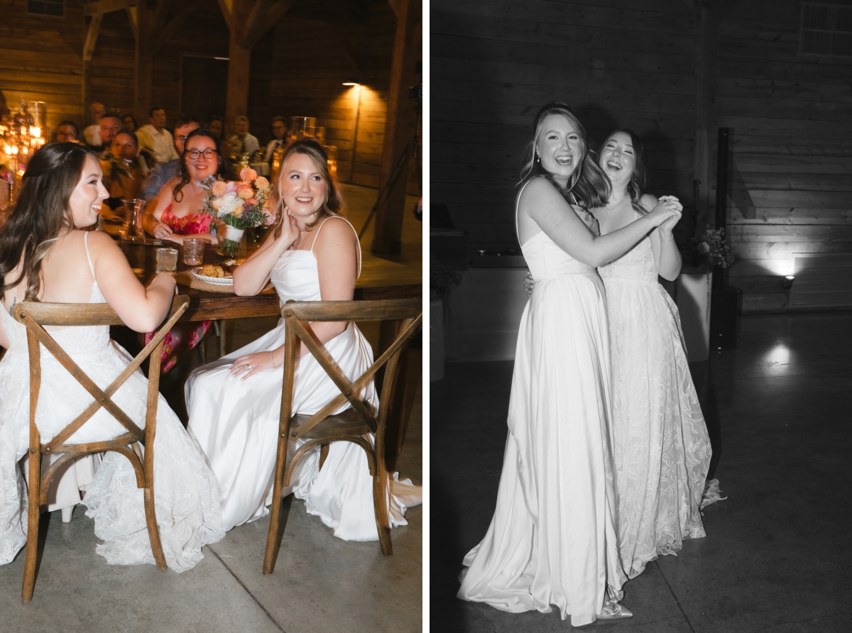 Film photos of brides joining their guests at their wedding reception at The Addison Grove