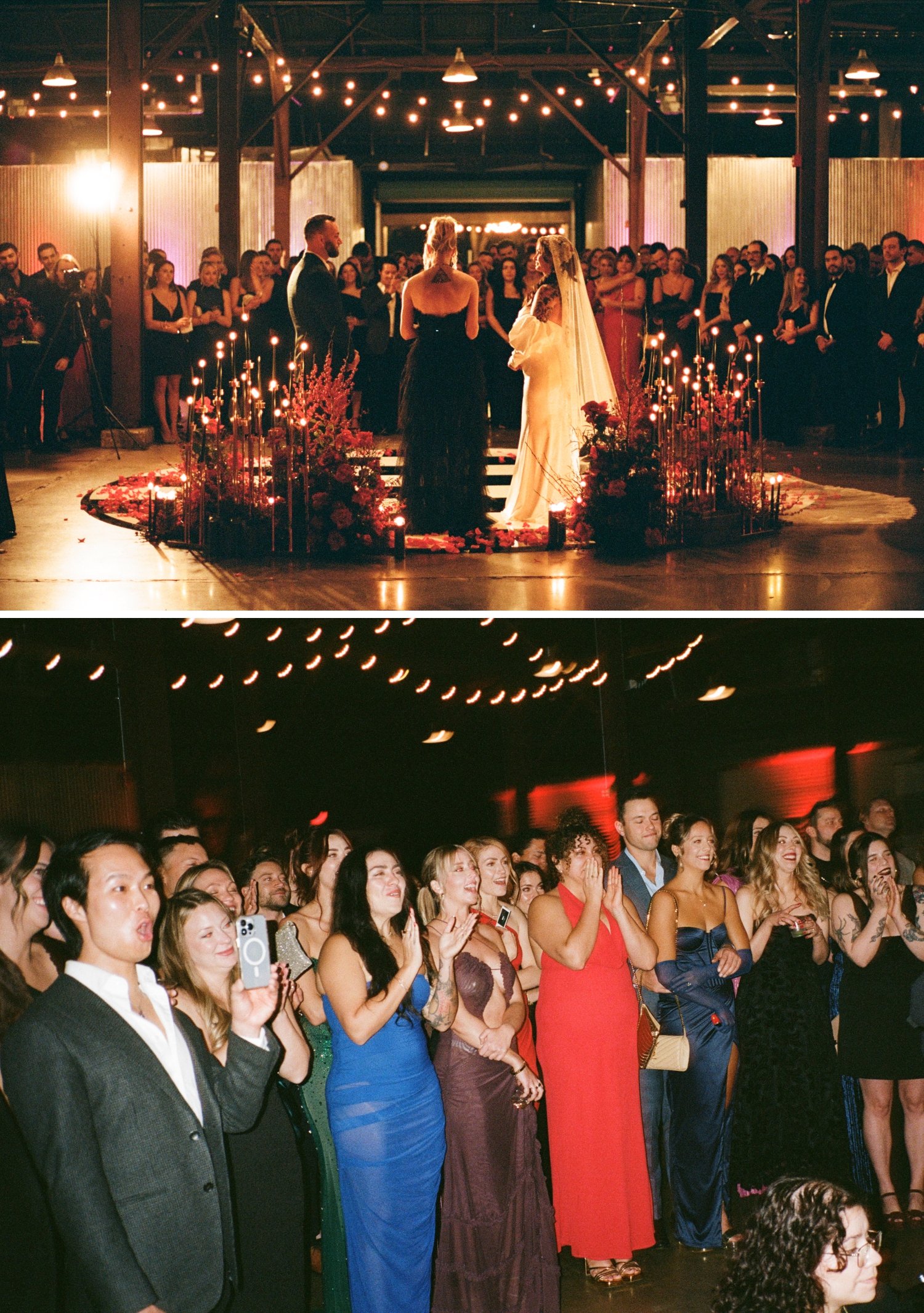 Film photos of a gothic wedding at Fair Market in Austin, Texas