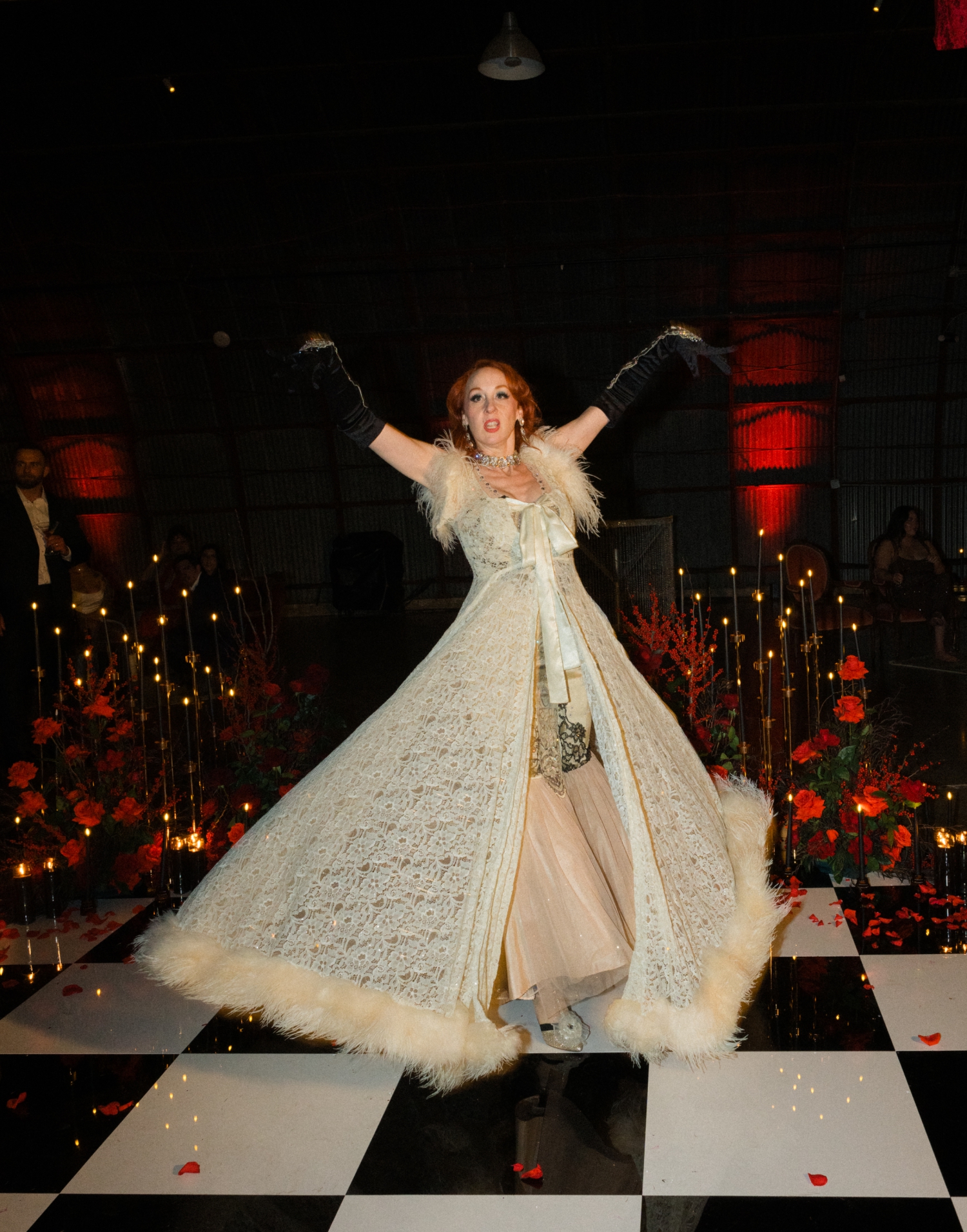 burlesque dancer at Austin wedding