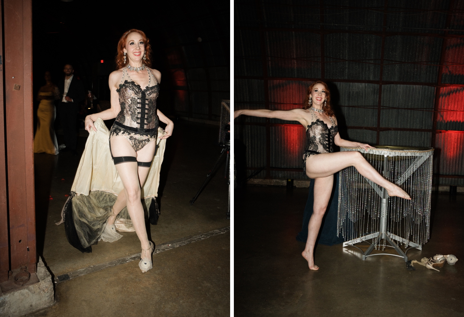 burlesque dancer at Austin wedding