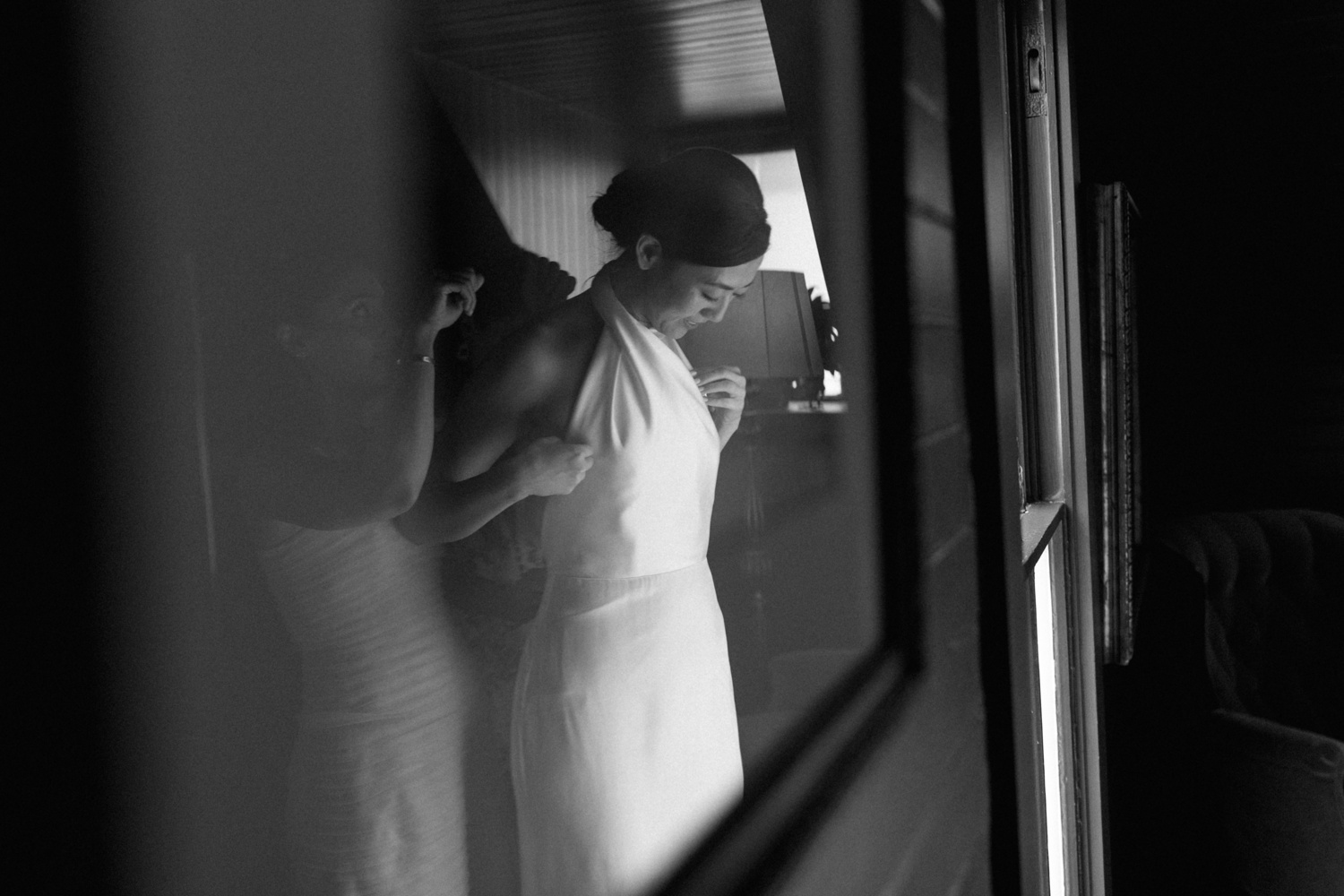 Bride getting ready for her wedding at Mattie's Green Pastures
