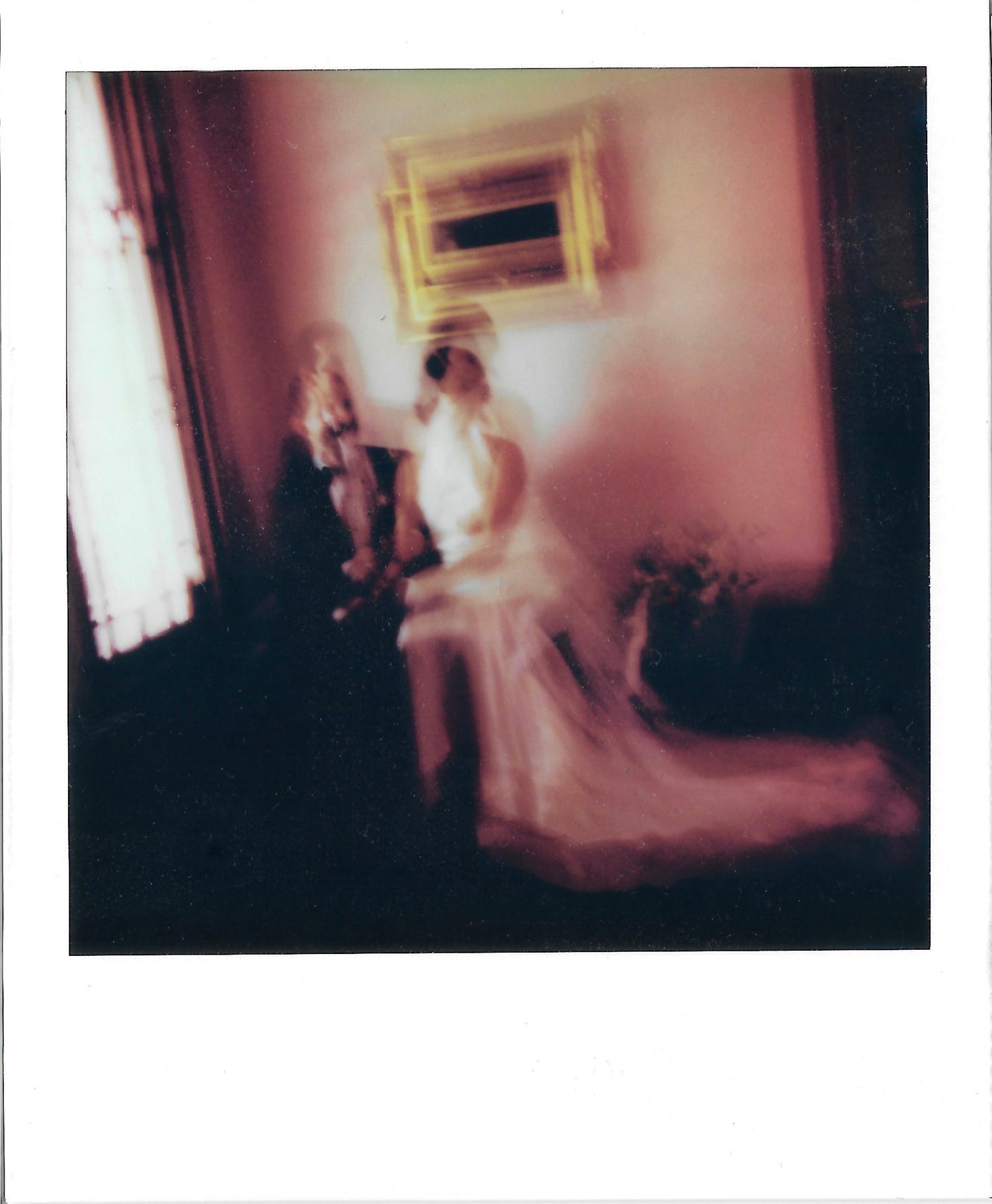 Polaroid of a bride and groom at Mattie's Green Pastures