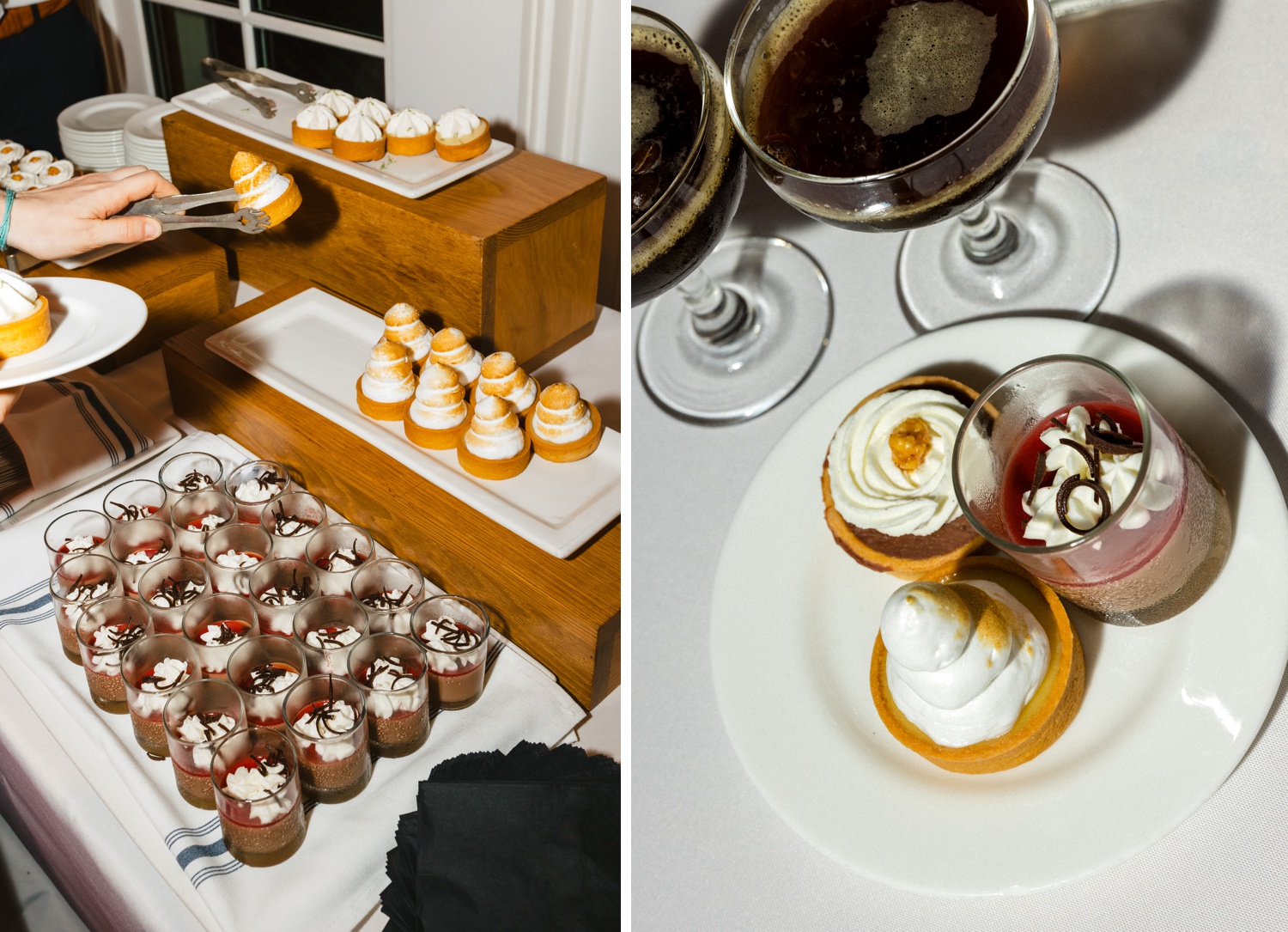 Dessert table with mini tarts and mousse shooters at an Austin wedding