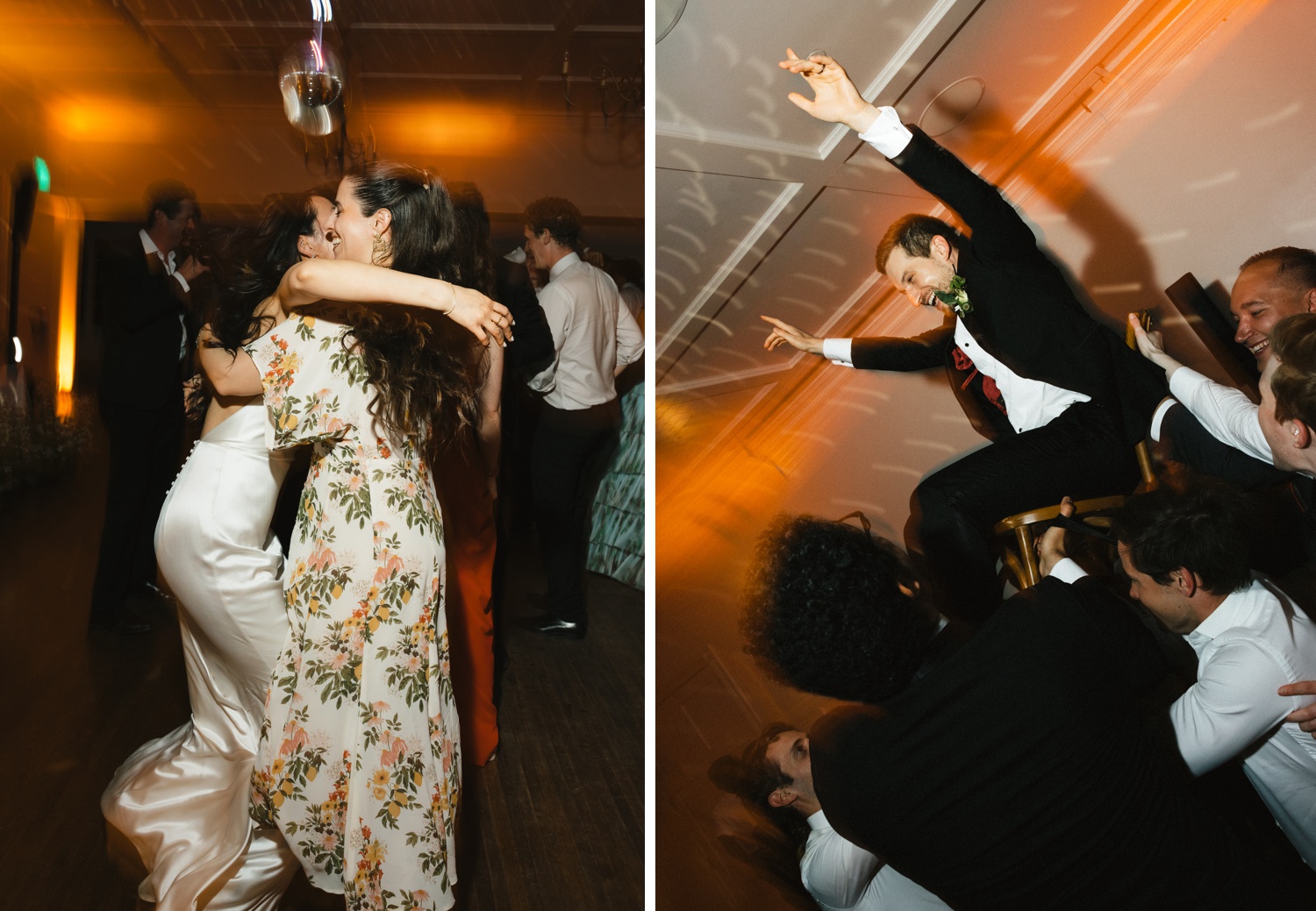 Groom dancing the hora at his wedding reception