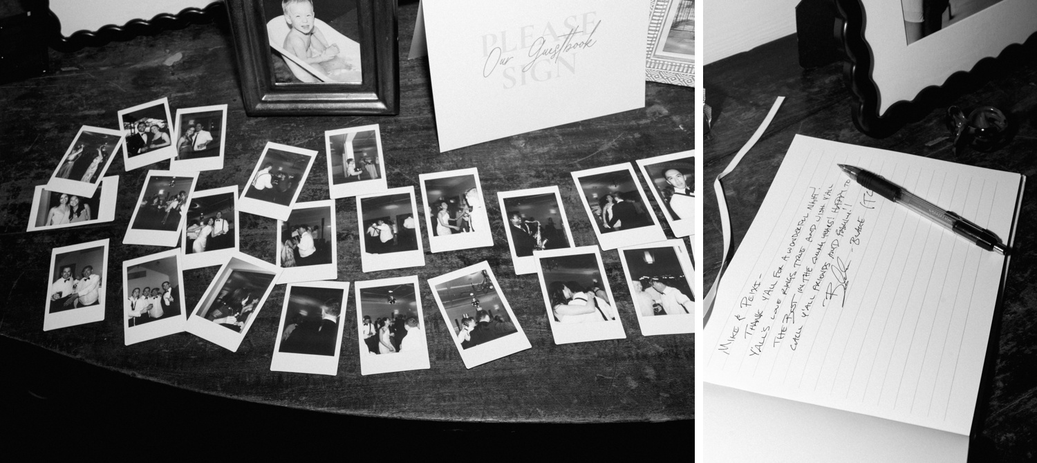 Guest table with polaroids at an Austin wedding