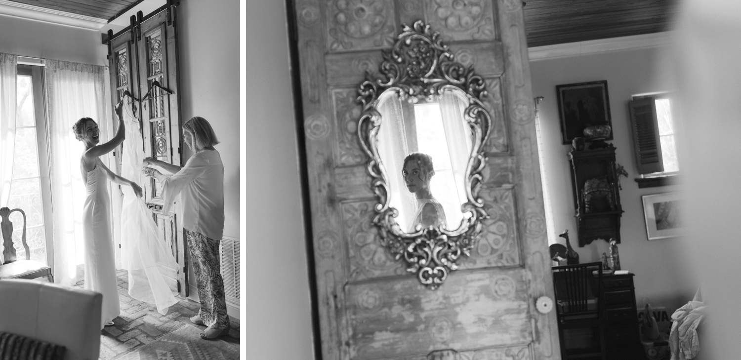 Bride getting ready for her wedding at The Inn at Jennifer's Gardens