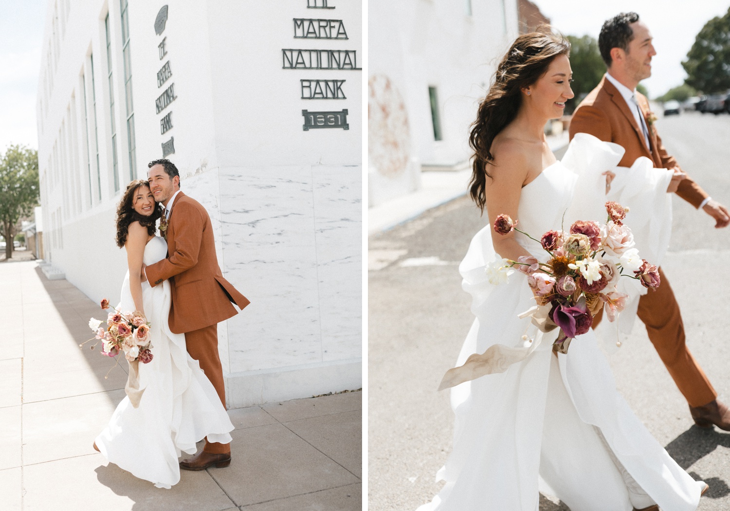 Bride and groom portraits in Marfa