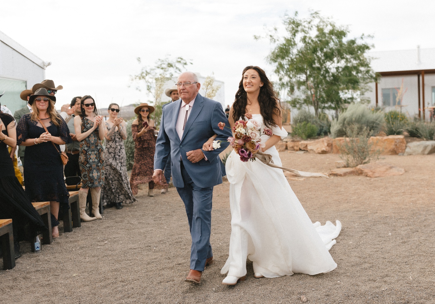 Outdoor wedding ceremony on a privately owned ranch in Marfa, TX