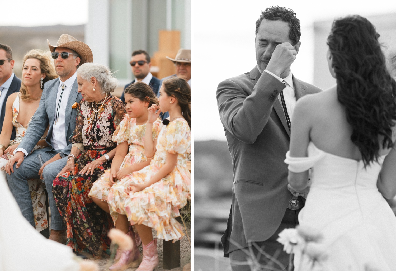 Outdoor wedding ceremony on a privately owned ranch in Marfa, TX