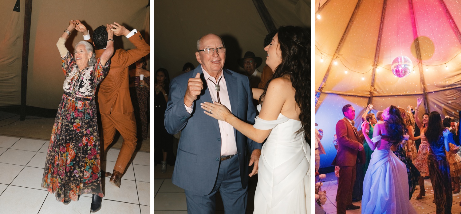 Tented wedding reception on a privately owned ranch in Marfa, TX