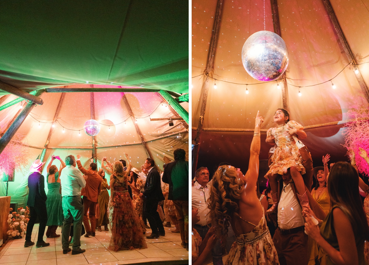 Tented wedding reception on a privately owned ranch in Marfa, TX