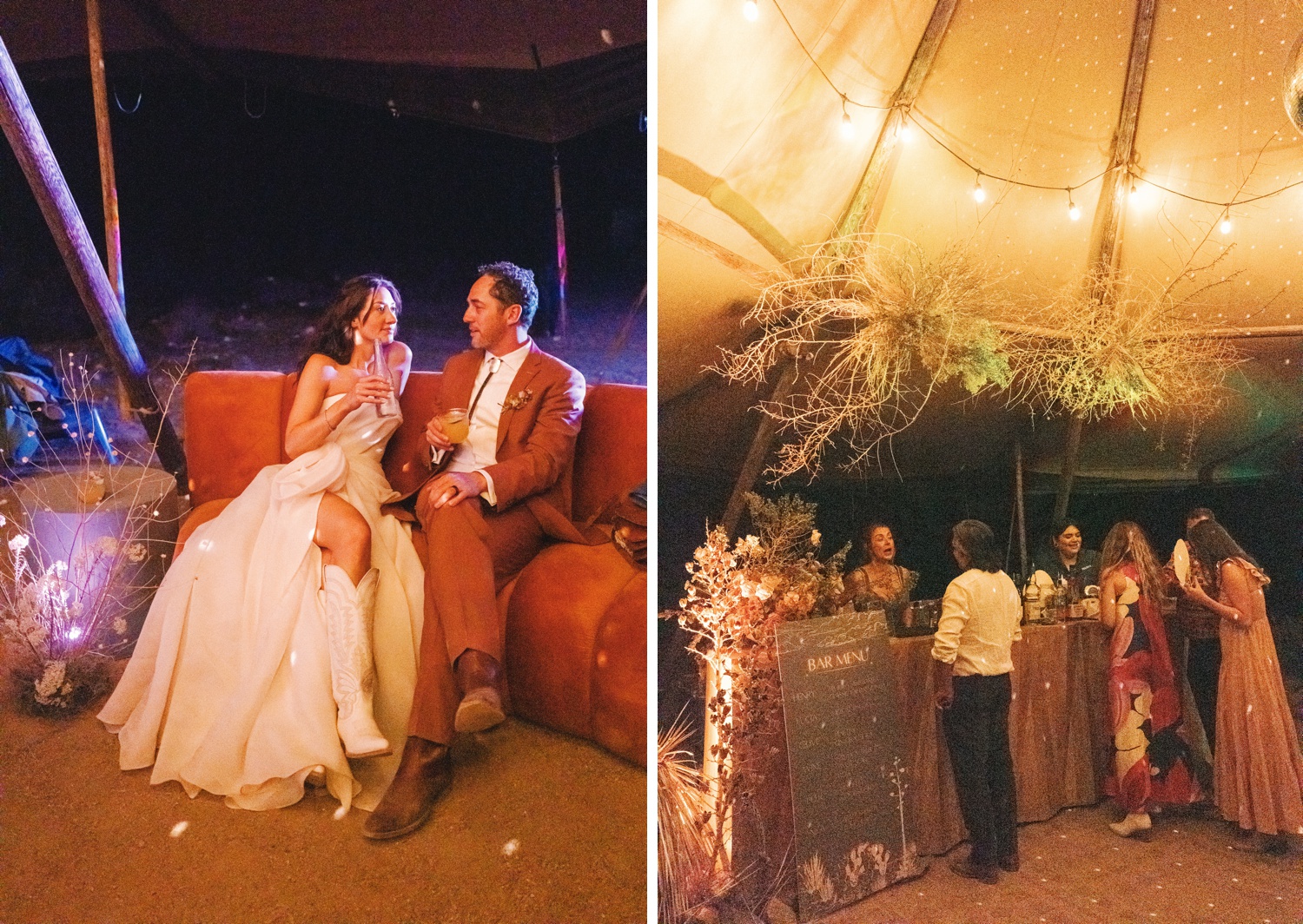 Tented wedding reception on a privately owned ranch in Marfa, TX