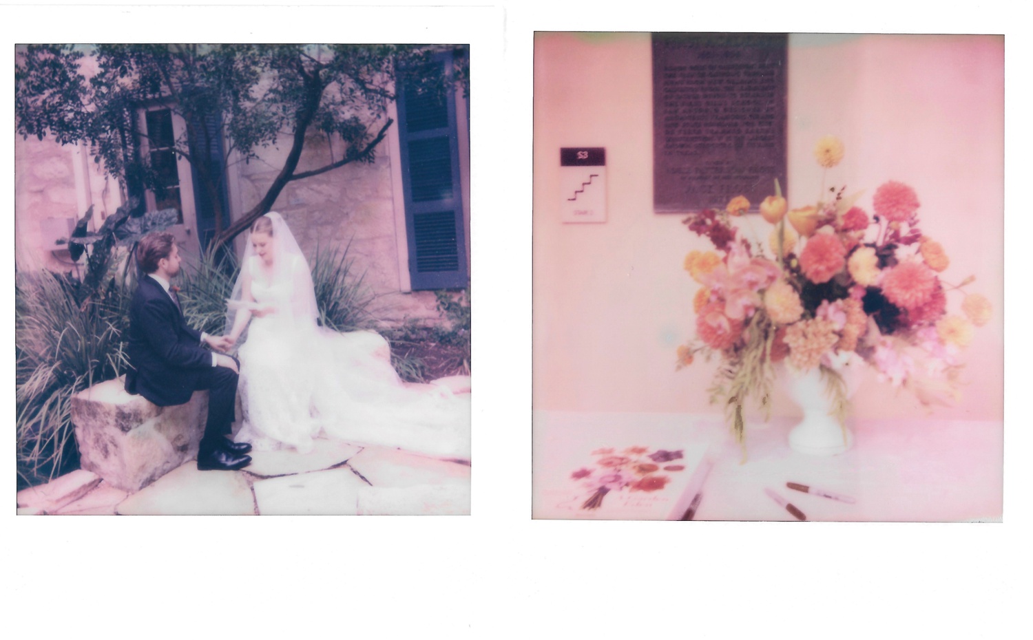 Bride and groom reading private wedding vows